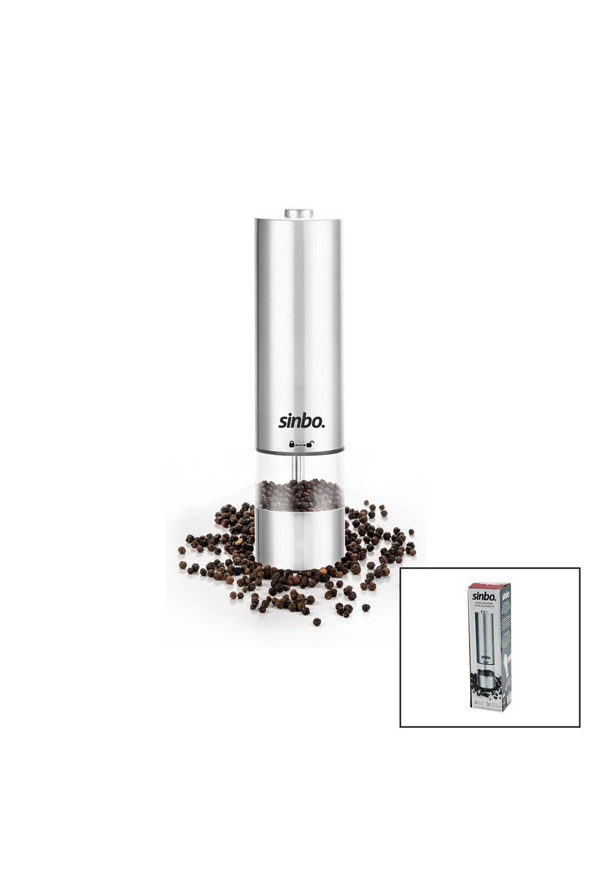 Go İthalat SİNBO SHB-7502 PİLLİ OTOMATİK TUZ - KARABİBER ÖĞÜTÜCÜ IŞIKLI ÇELİK GÖVDE AKRİLİK HAZNE (5306)