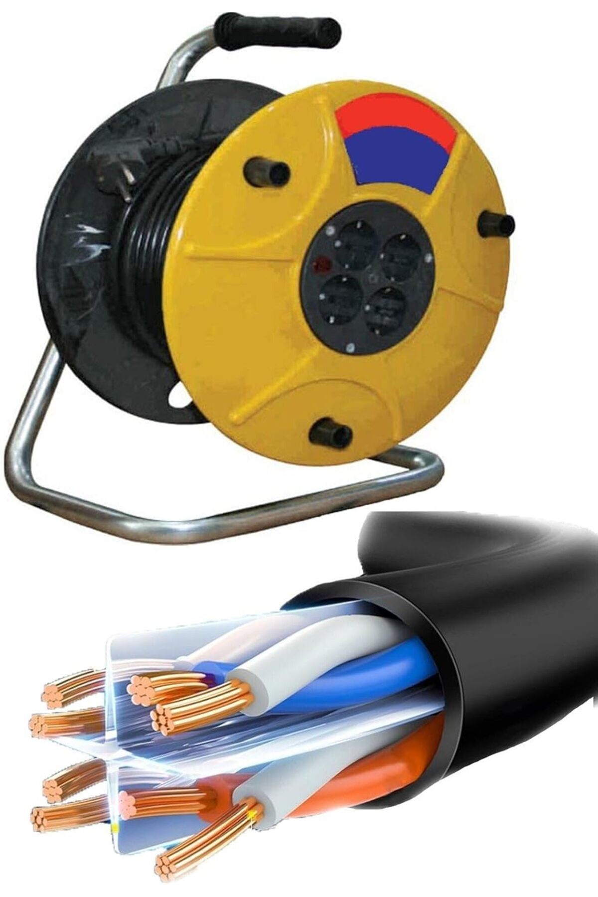 E-RICH polyswitch Makaralı Uzatma Kablo 50 Metre - Siyah 1410 goldbeam 1115018