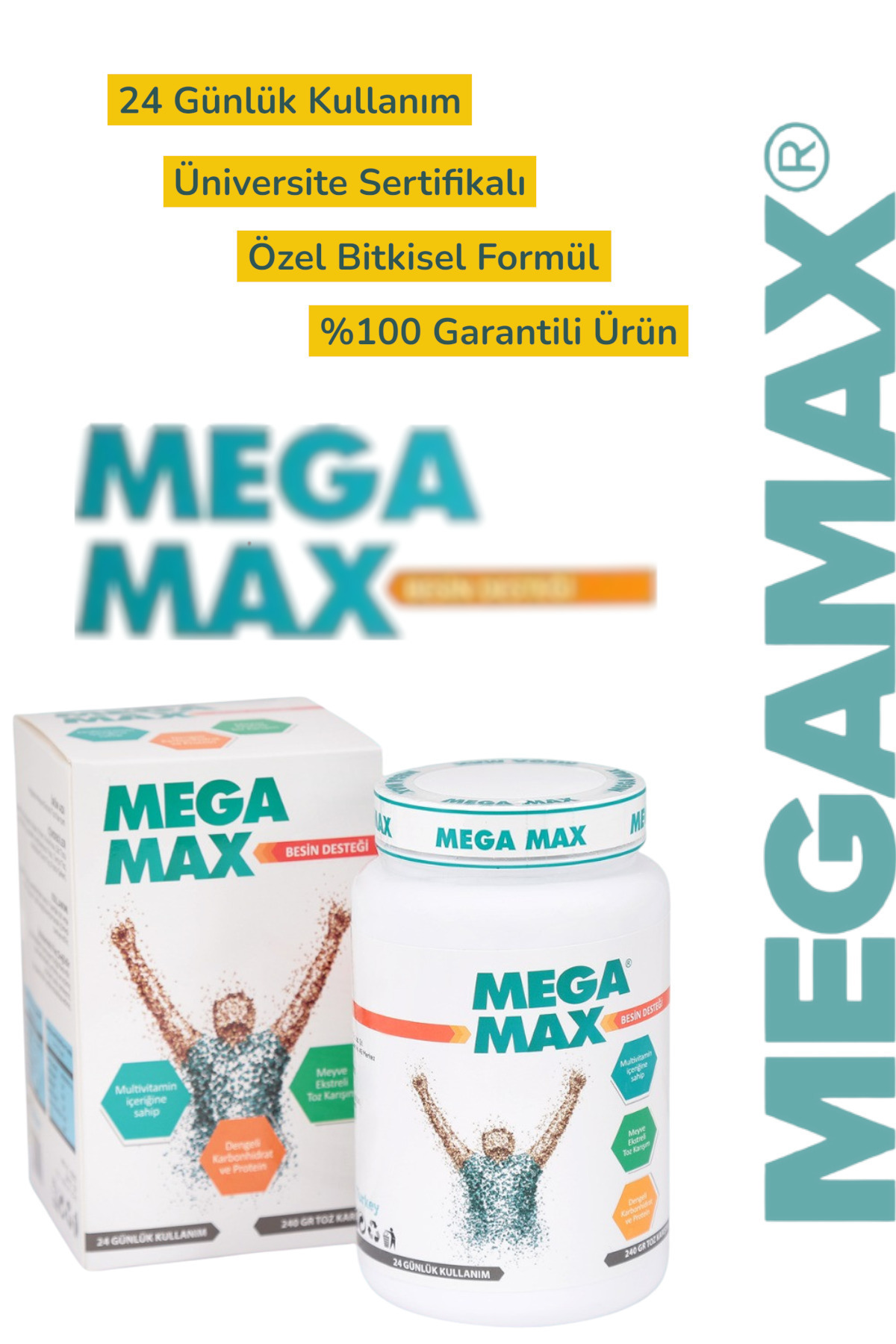 Megamax 4 Kutu Kilo Almaya Yardımcı Toz Besin Desteği 240 gr