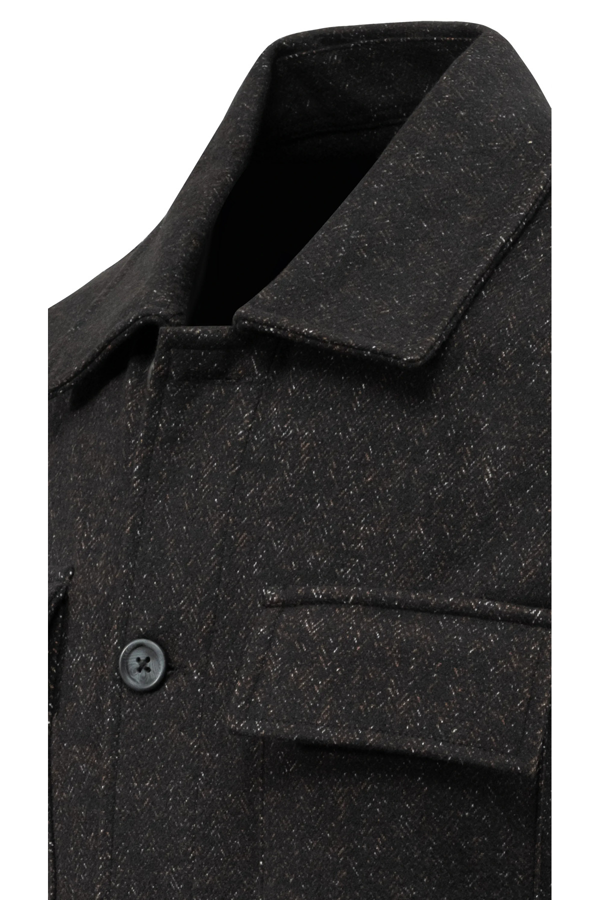 Çizgi Triko  Erkek Kışlık Kumaş Siyah Hırka Noktalı Zikzak Desenli Klasik Kalıp - 5232G - Görsel 4