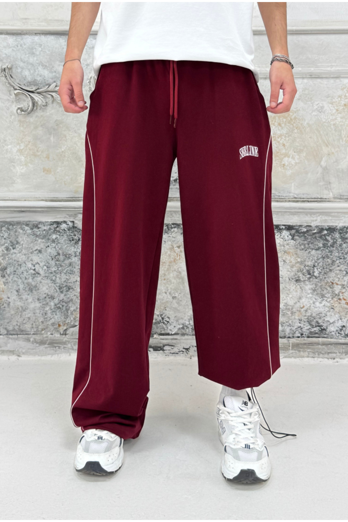 serline  Yazlık-Serline Nakış Çizgili Stoper Paça Eşofman - Görsel 5