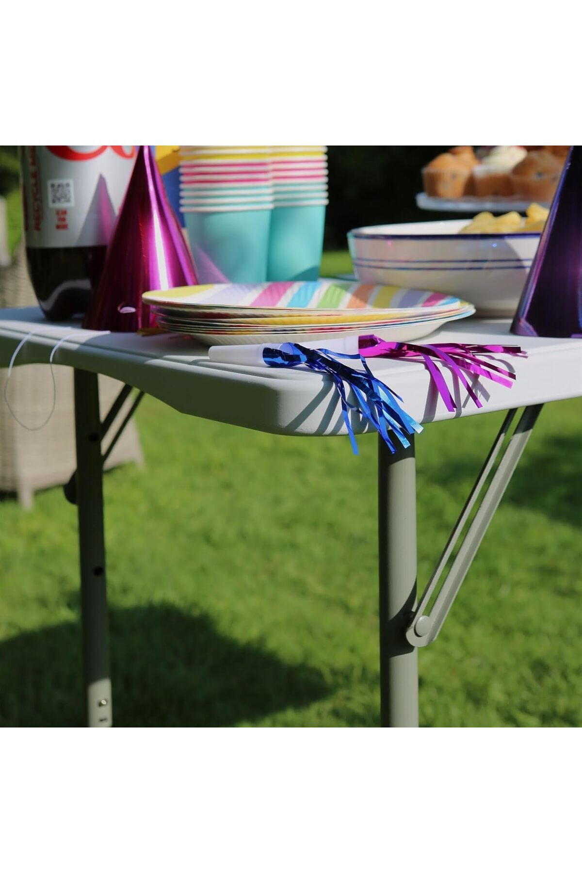 طاولة مستطيلة قابلة للطي 120 سم من اكتن، بلاستيك، أبيض