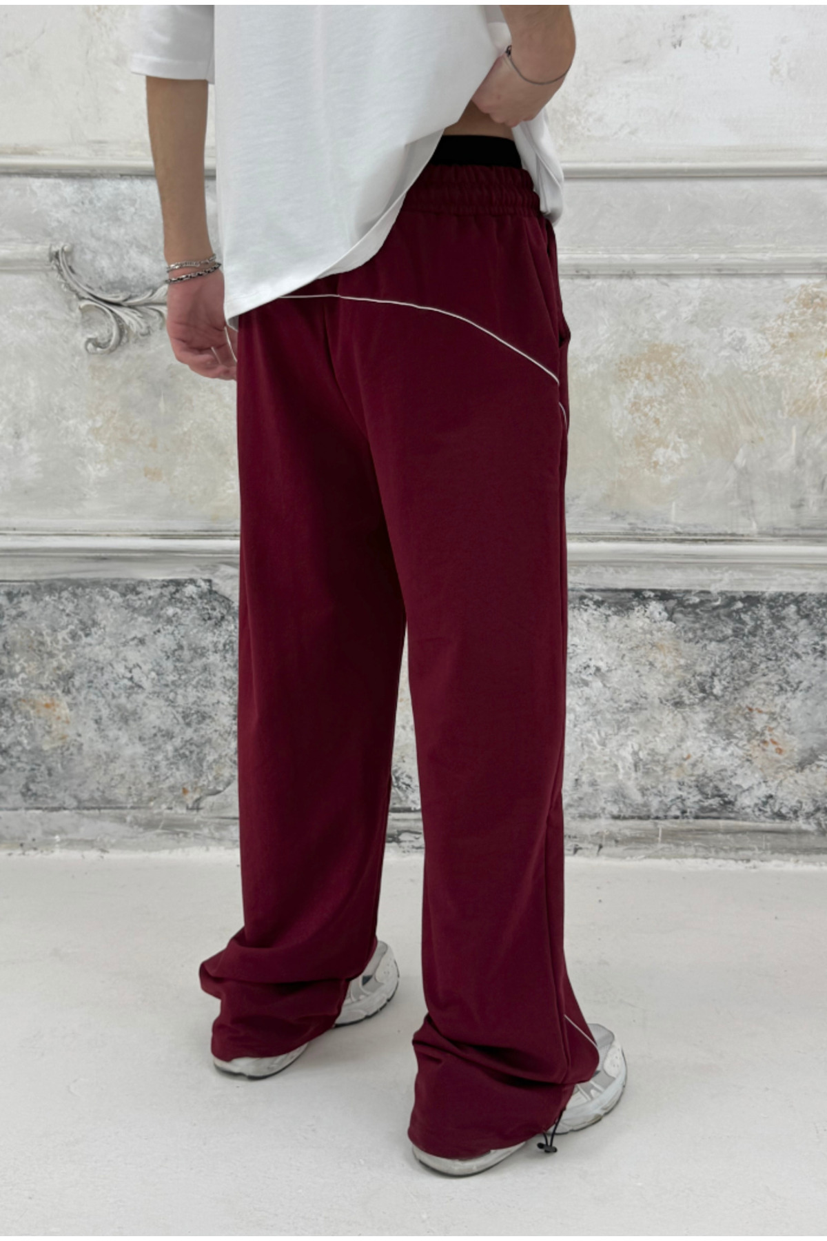 serline  Yazlık-Serline Nakış Çizgili Stoper Paça Eşofman - Görsel 7