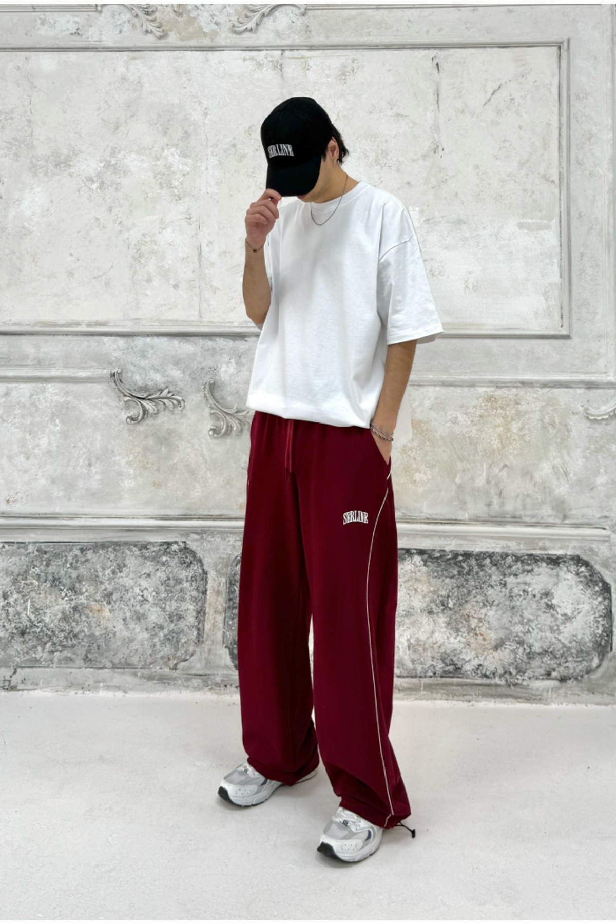 serline  Yazlık-Serline Nakış Çizgili Stoper Paça Eşofman - Görsel 2