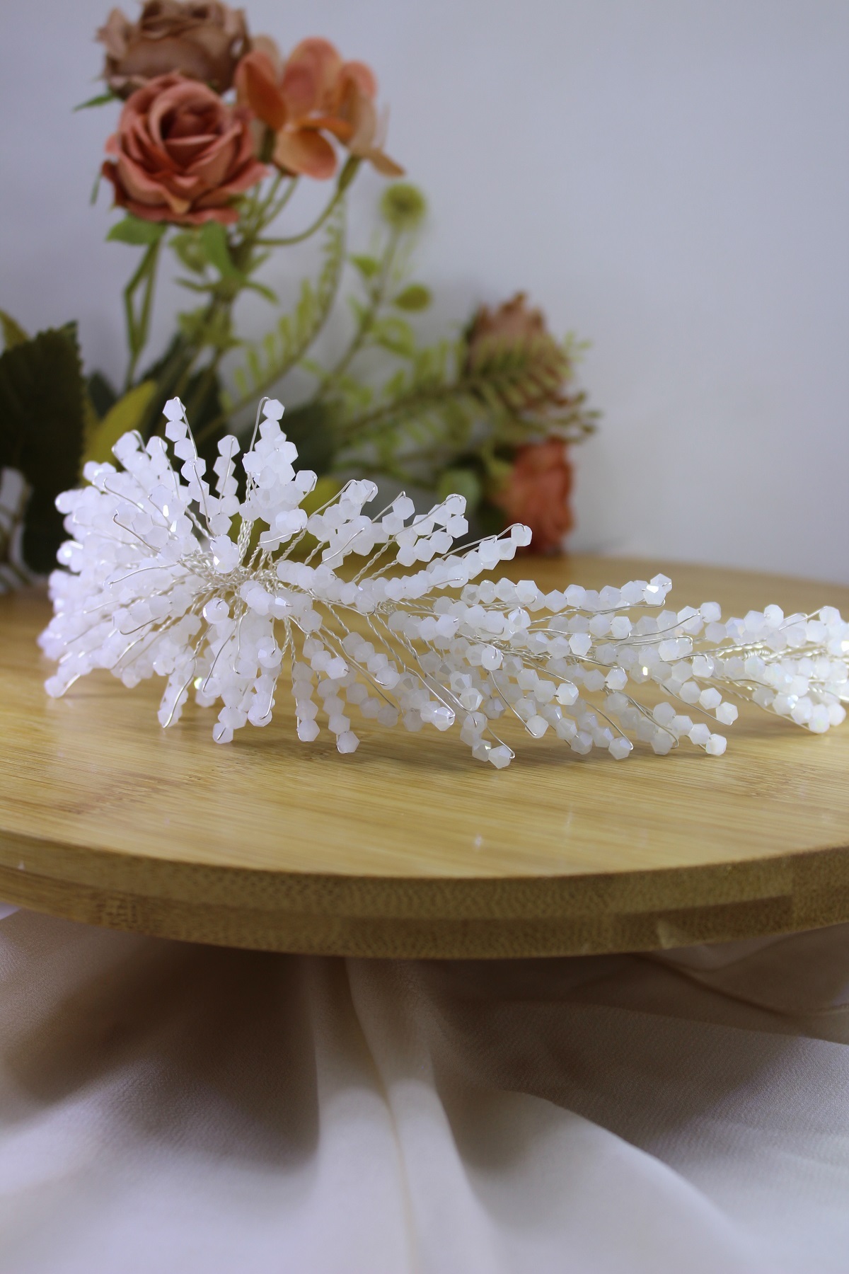 Frosted White Crystal Stone Bridal Henna Crown And Hair Accessory (Engagement, Promise, Special Day)