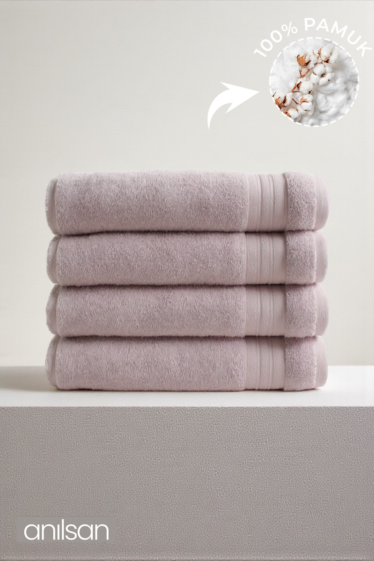 4-Piece Dora Lilac Bath Towel - 70x140 Cm, 420 Gr, 100%cotton, Spa And Hotel Towel