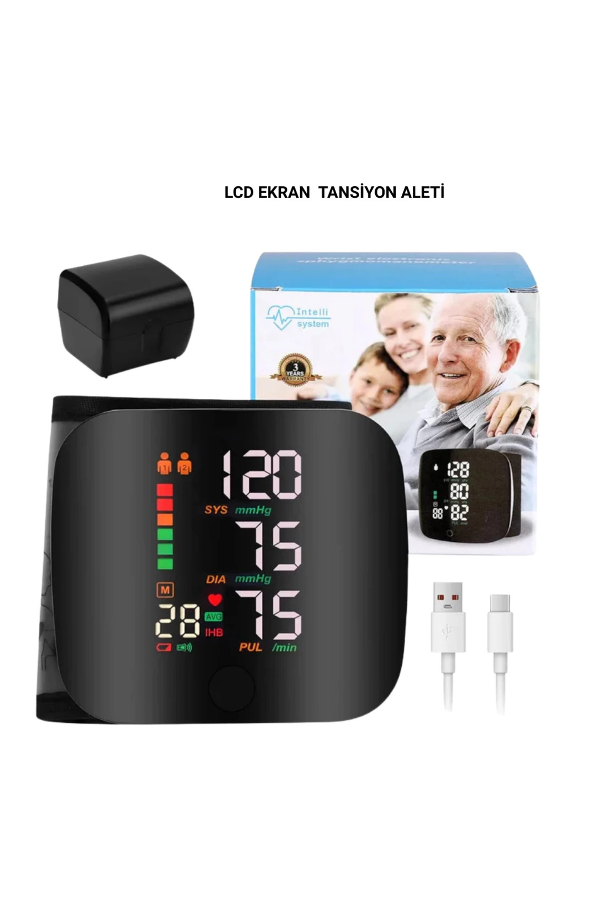 byzm Renkli LCD Ekranlı Bilekten Tansiyon Aleti – Taşınabilir ve Kolay Kullanım Tansiyon Aleti