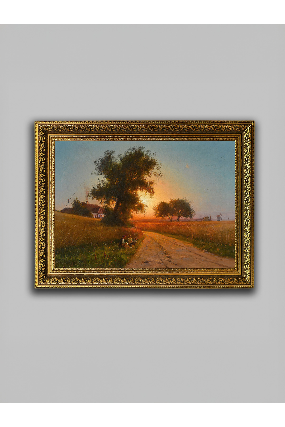 Rural Sunset View Table – Golden Aging Frame