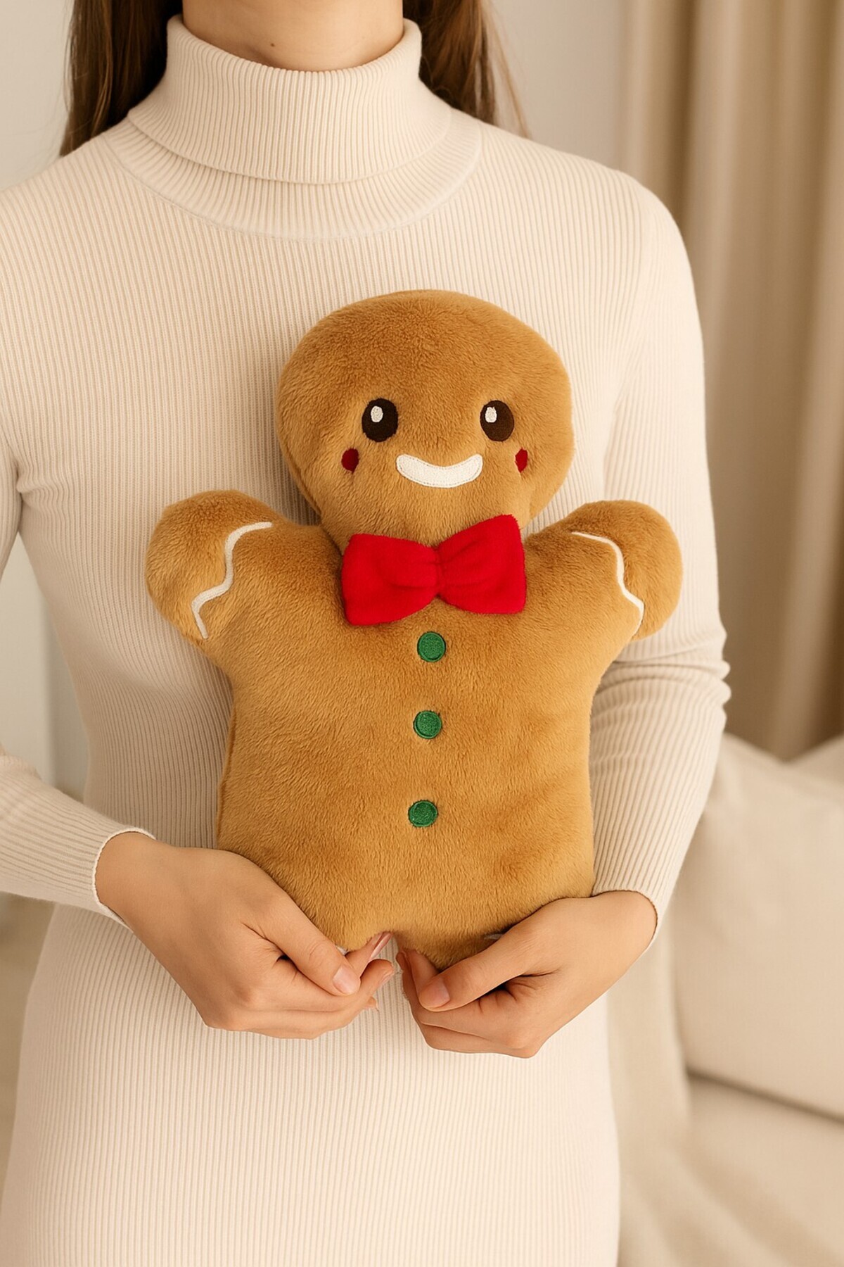 eco sepet Kurabiye Adam Sıcak Su Torbası 600ml, Peluş Sıcak Su Torbası Yumuşak Hediyelik