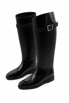 NOADESİGN uzun deri aksesuarlı yağmur çizmesi