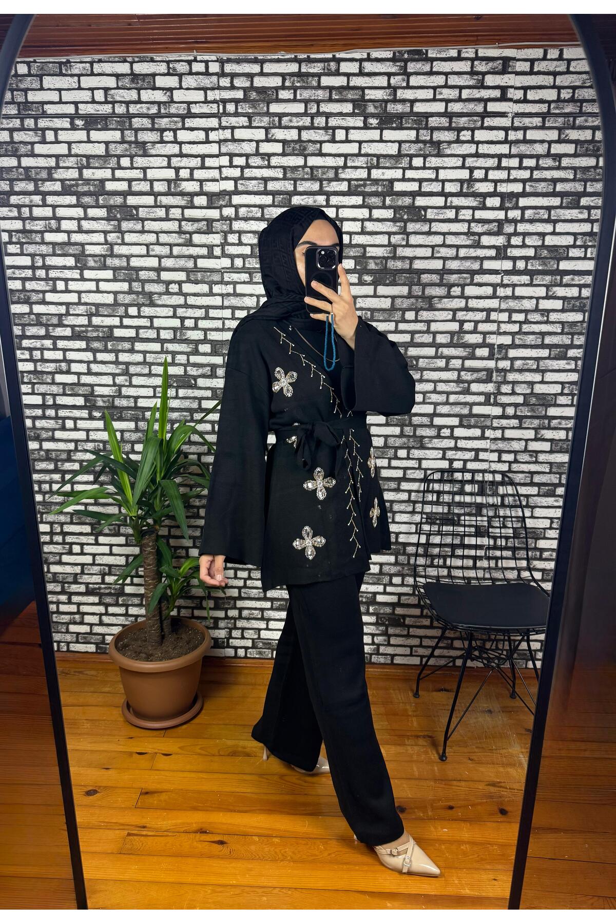 ZarülAAy fashıon Knitwear Kimono Set with Tie Detail