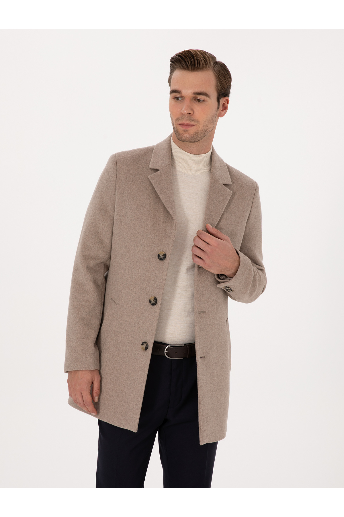 Cacharel  Vizon Ex Slim Fit Yün Karışımlı Palto 50314593-VR052 - Görsel 3