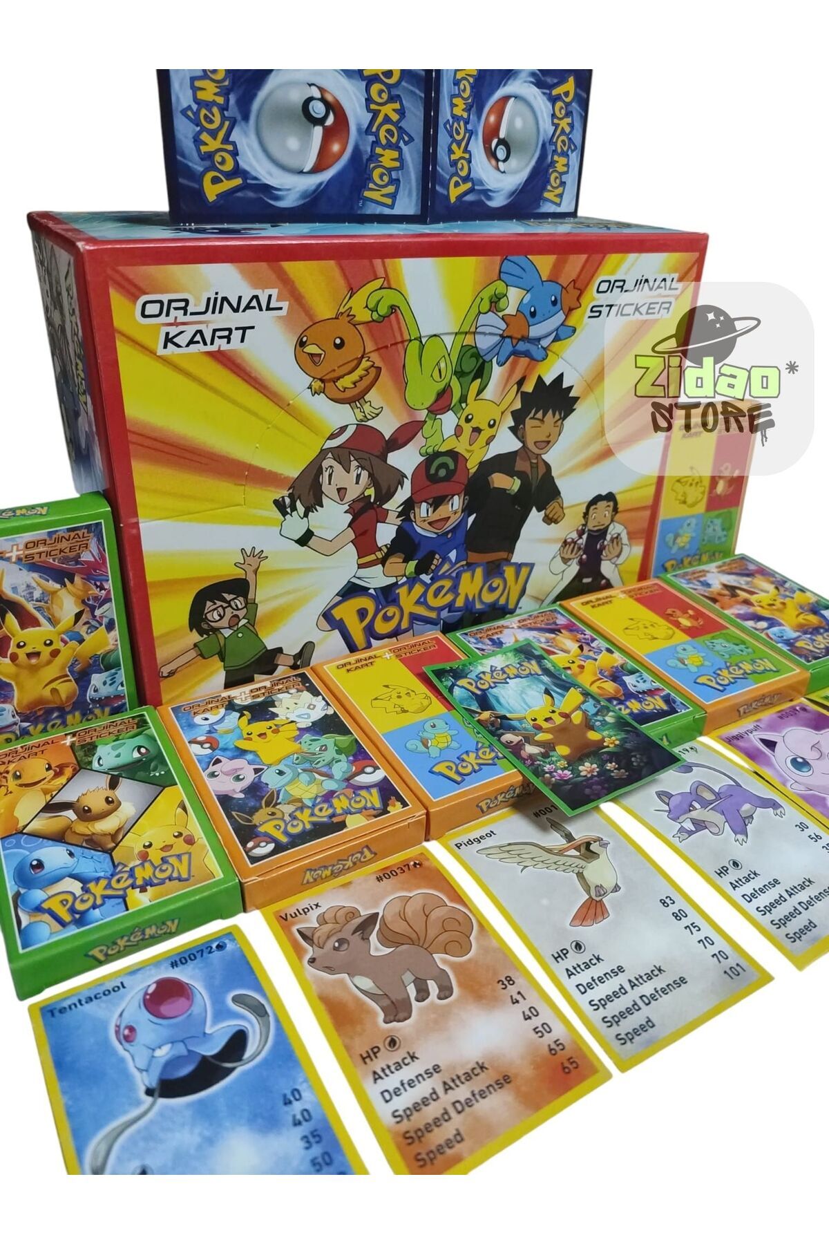 Emrah Gültekin Pokemon Oyun Kağıtları 15 Mini Kutu | 90 Karakter Kartı + 15 Sticker | Hediye Paketli Set