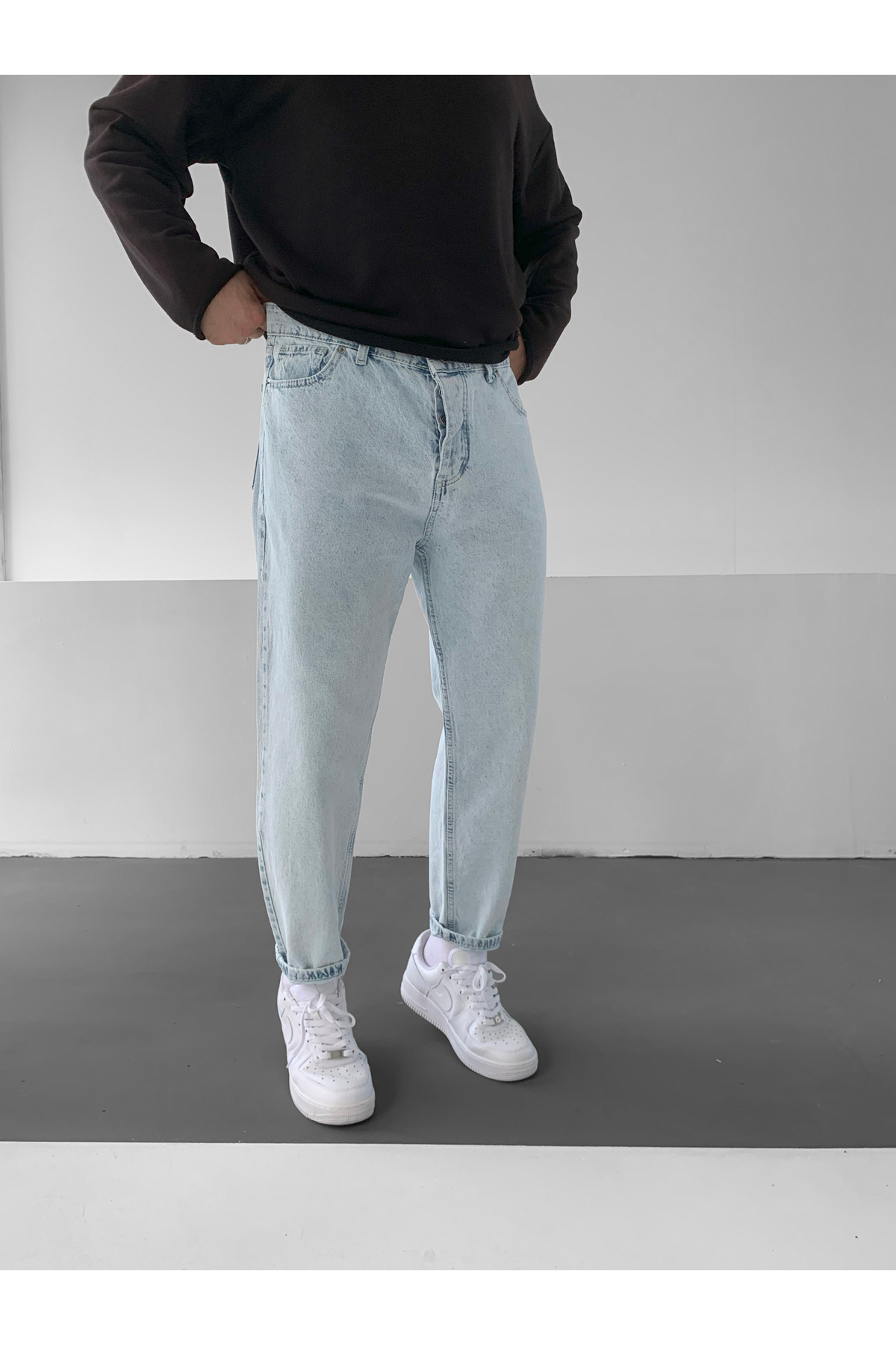 NO1 KONSEPT  Buz Mavisi Yıkamalı Boyfriend Jean Pantolon - Görsel 2