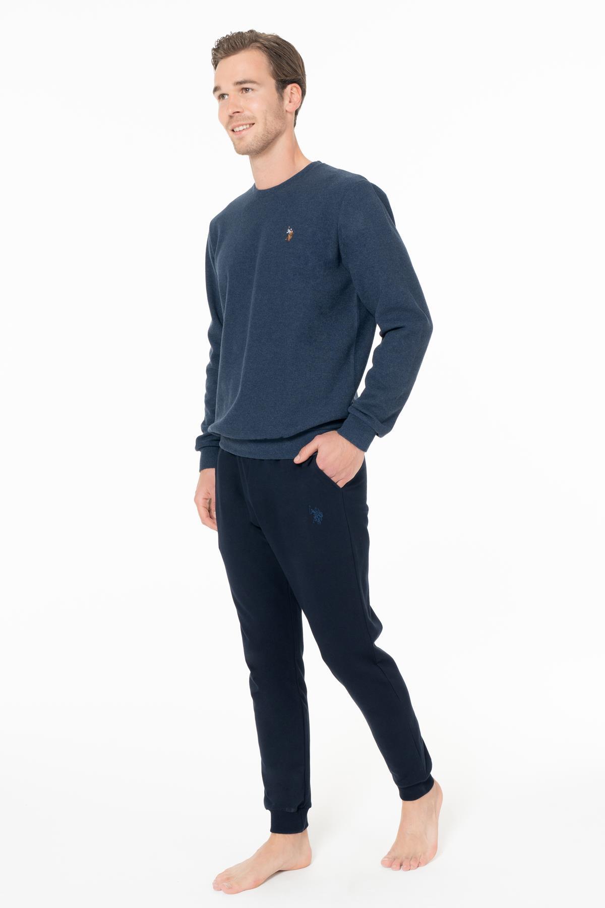 یو اس پولو ست لباس خواب زمستانی آستین بلند یقه گرد مردانه