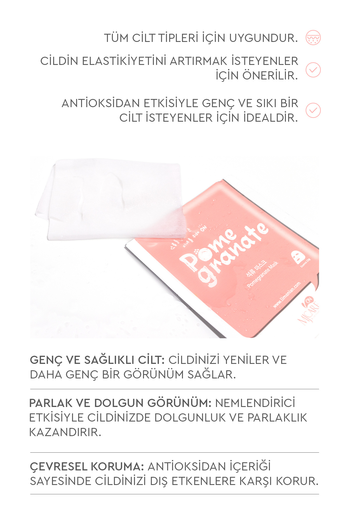 On Pome Granate Mask - On Nar Özlü Yüz Maskesi 20'li — 1518941 — تصویر 4 از 6