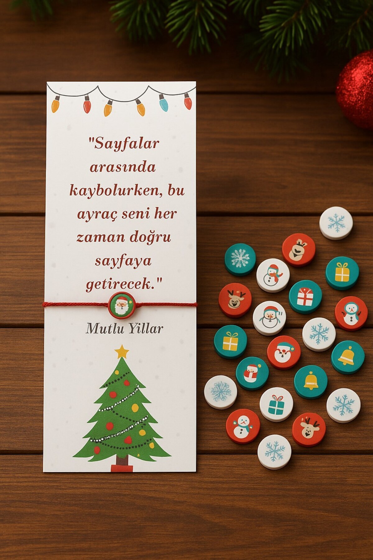 Emtory Yılbaşı Ayraç | 10 Adet Yılbaşı Figürlü Bileklik - Yılbaşı Hediyesi - Yılbaşı Süsü - Jelatinli