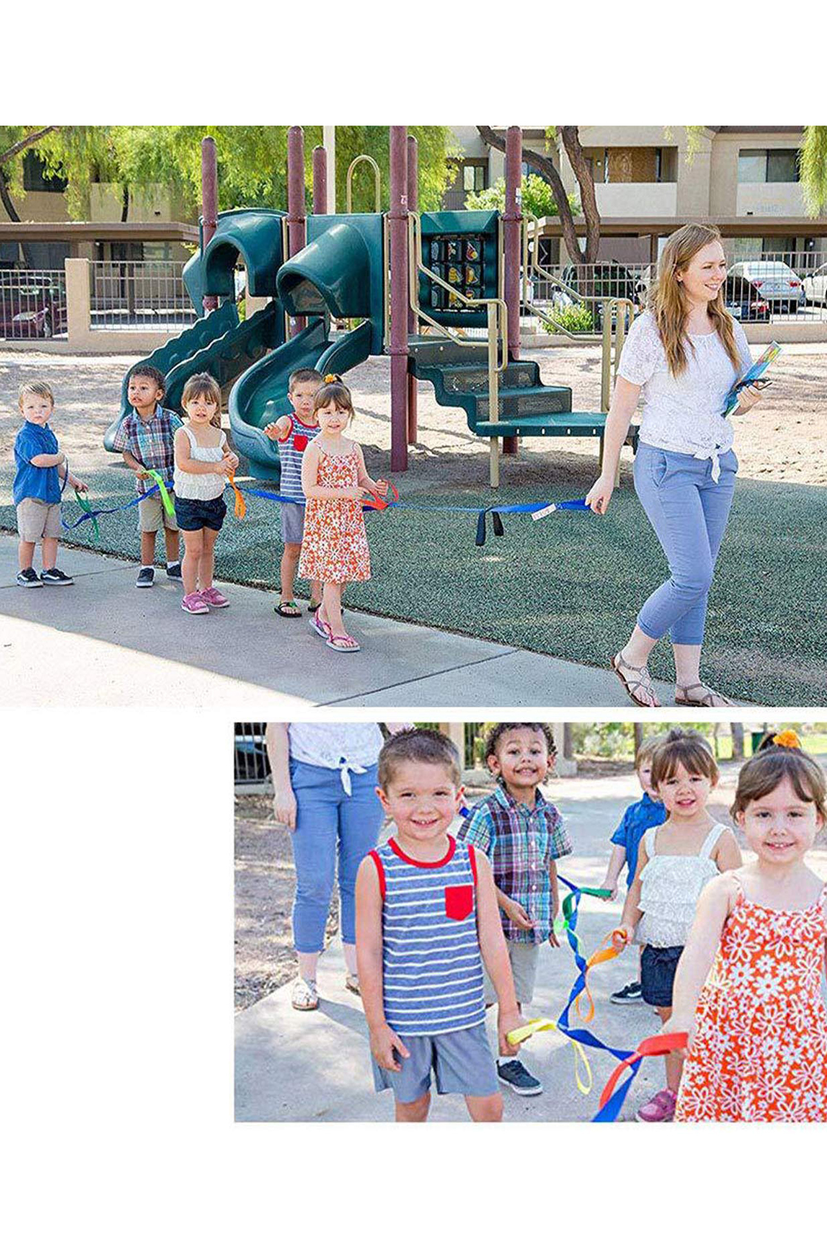 طناب پیاده‌روی گروهی کودکان (۱۲ نفره)، ایمن، برای گردش و فعالیت‌های ورزشی کودکان، مهدکودک