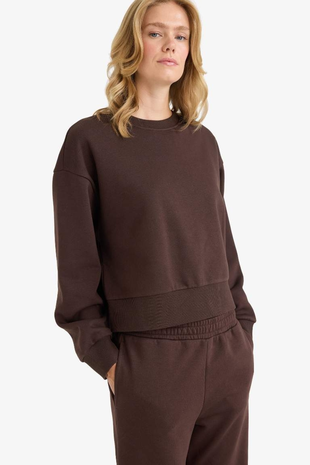 DeFacto Boxy Fit Kalın Basıc Sweatshirt B8568AX25AU görsel 3
