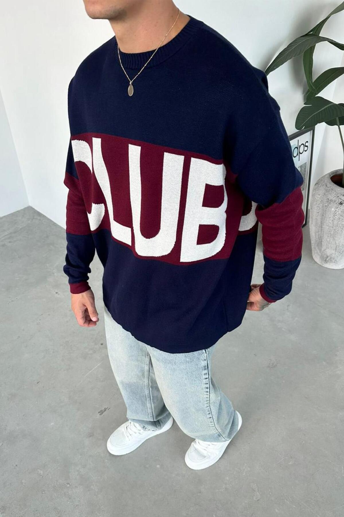 HAFKA  Lacivert Studios Club Oversize Triko Kazak - Görsel 3