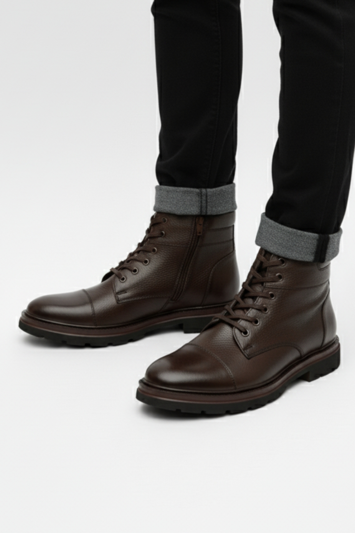 LUSIVE  Hakiki Deri Kahverengi Fermuarlı Erkek Kışlık Bot LUASS27AL0043 - Görsel 3