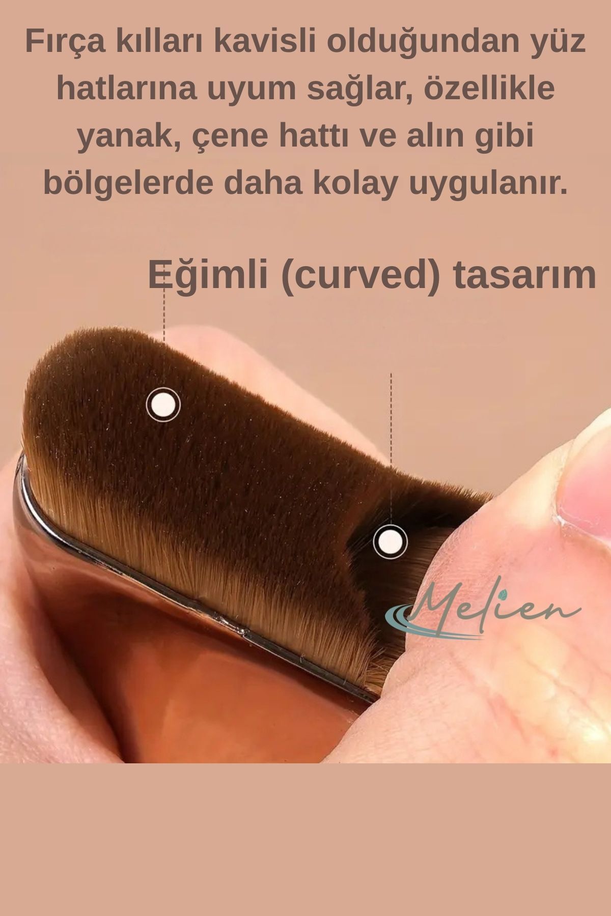 Kavisli Fondöten Likit Krem Alık Profesyonel Makyaj Fırçası Yoğun Yumuşak Kıl İz Bırakmaz Aksesuar — مشکی kavislimakyajfir — تصویر 5 از 8