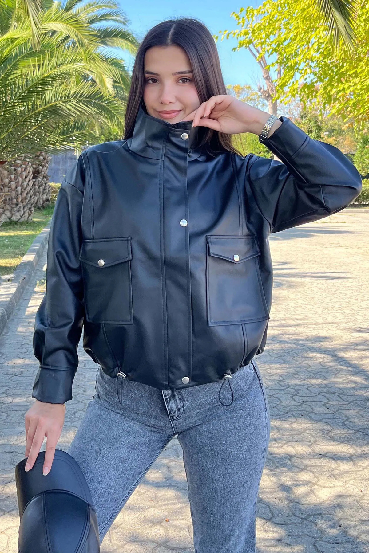 Butik Kapak Cepli Deri Ceket