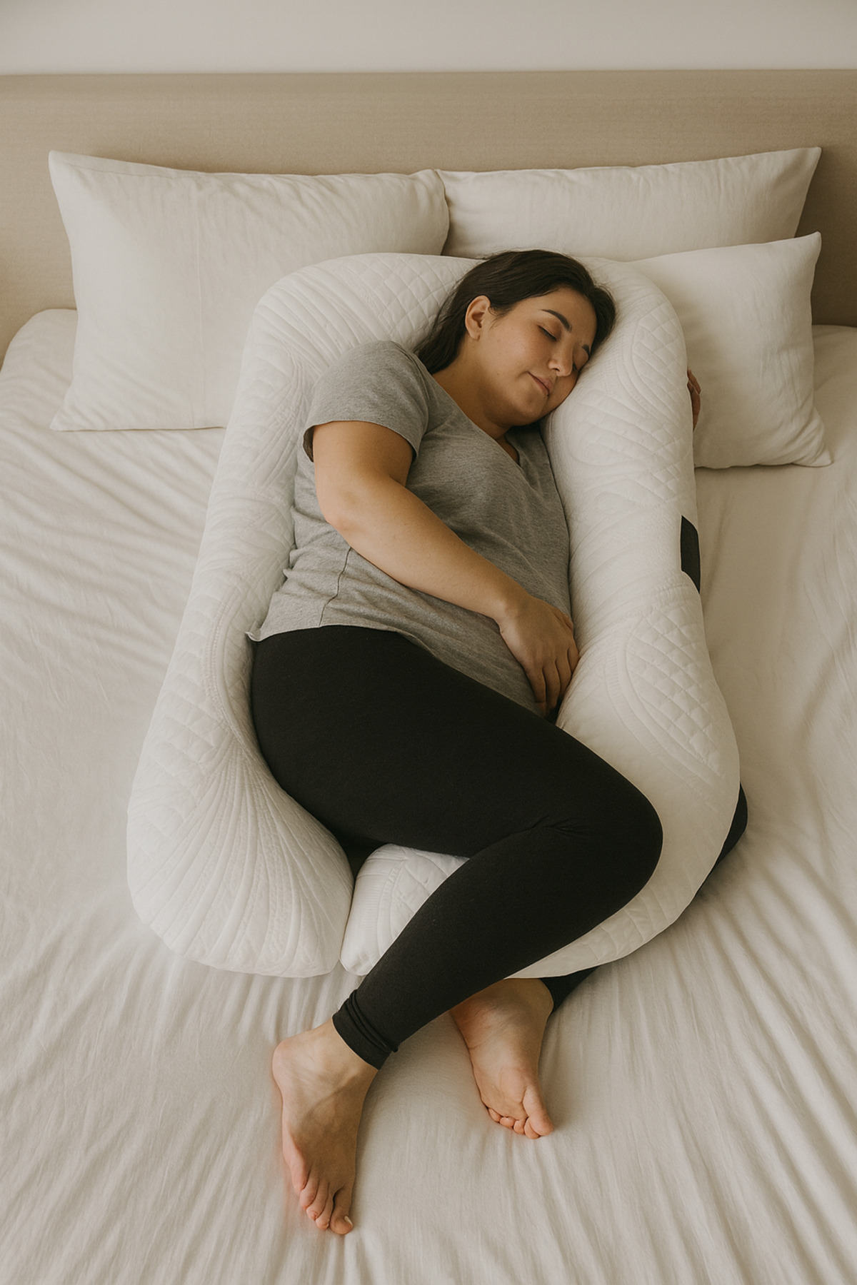 zishtekstil Huggle 5 Bölge Destekli Lucanta Yatak Kumaşlı Hamile Yastığı fotoğrafı 5 (önizleme)