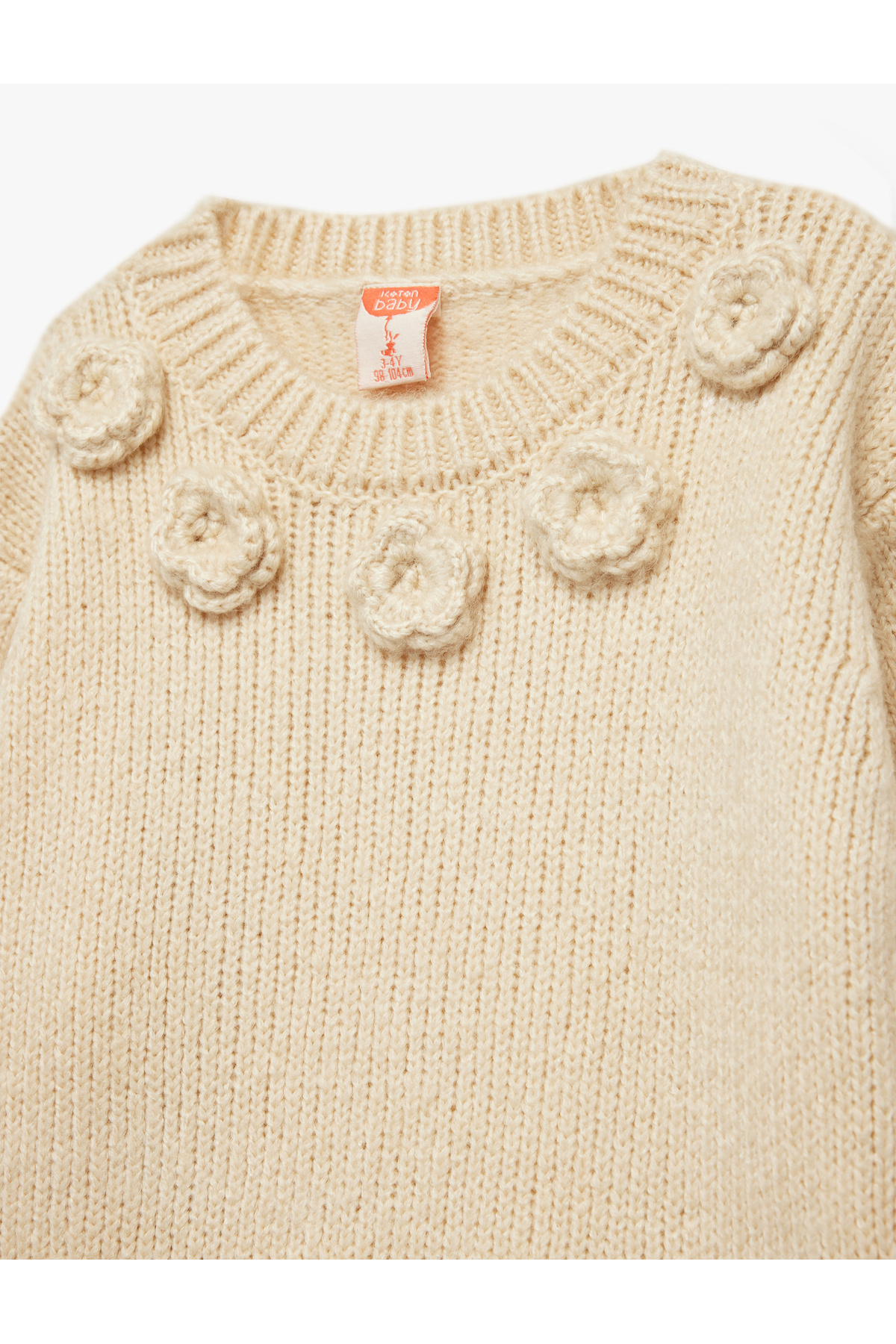 Koton Aplike Gül Detaylı Uzun Kollu Bisiklet Yaka Triko Kazak fotoğrafı 3 (önizleme)