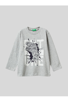 Benetton Erkek Çocuk Baskılı Sweatshirt 1-6 Yaş Gri