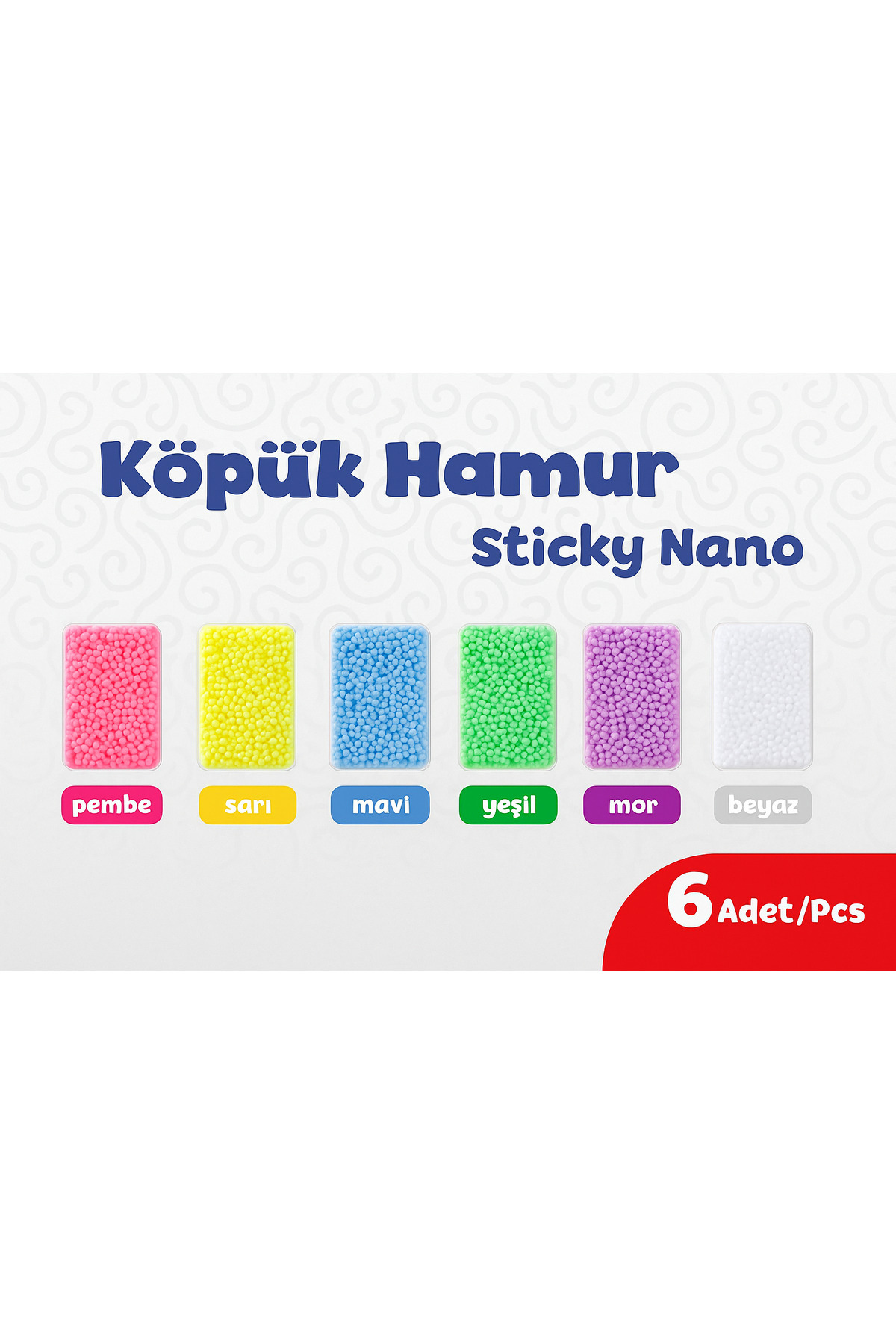Bubo　オレンジ Bubu Köpük Hamur Sticky Nano 6x10 gr Kurumayan Renkli Oyun Hamuru