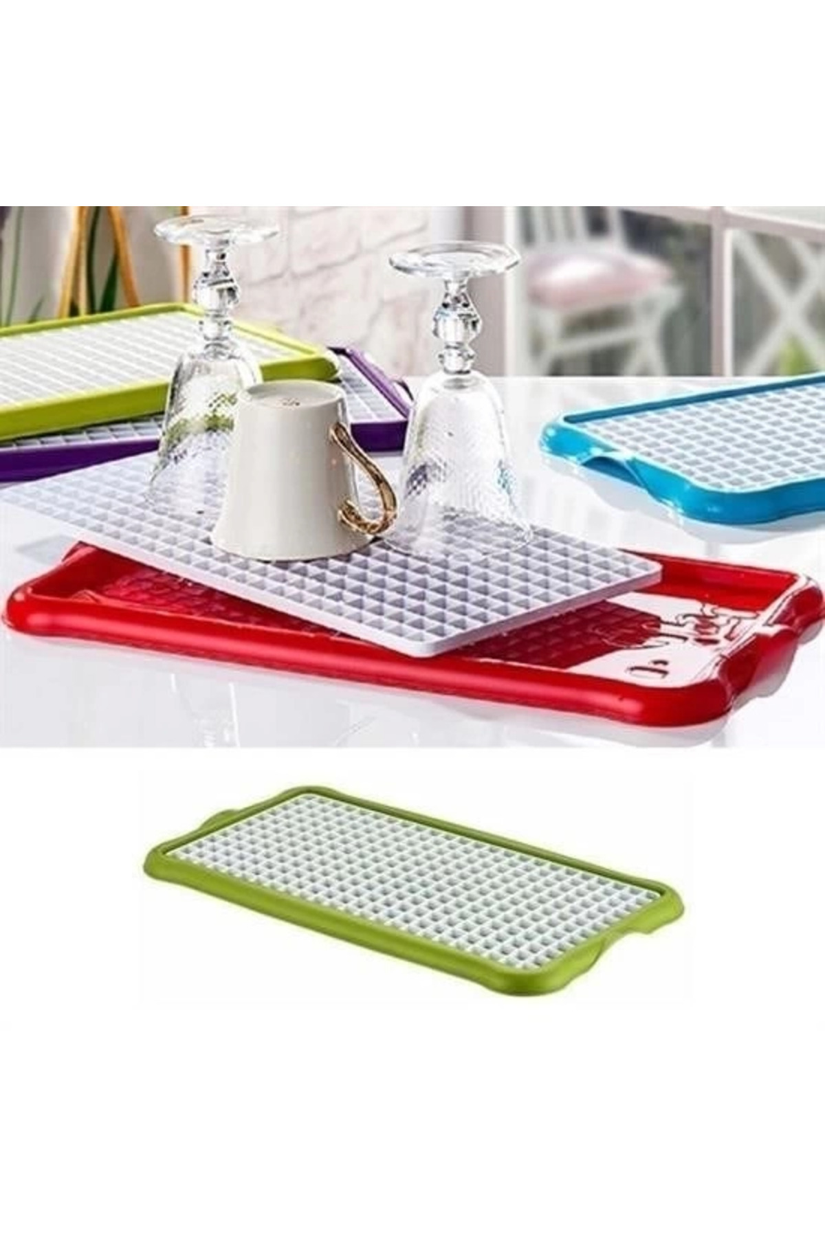 Glowify Store Pratik Lavabo Tezgah Üstü Bulaşık Kurutmalığı Süzmatik 22x40 cm