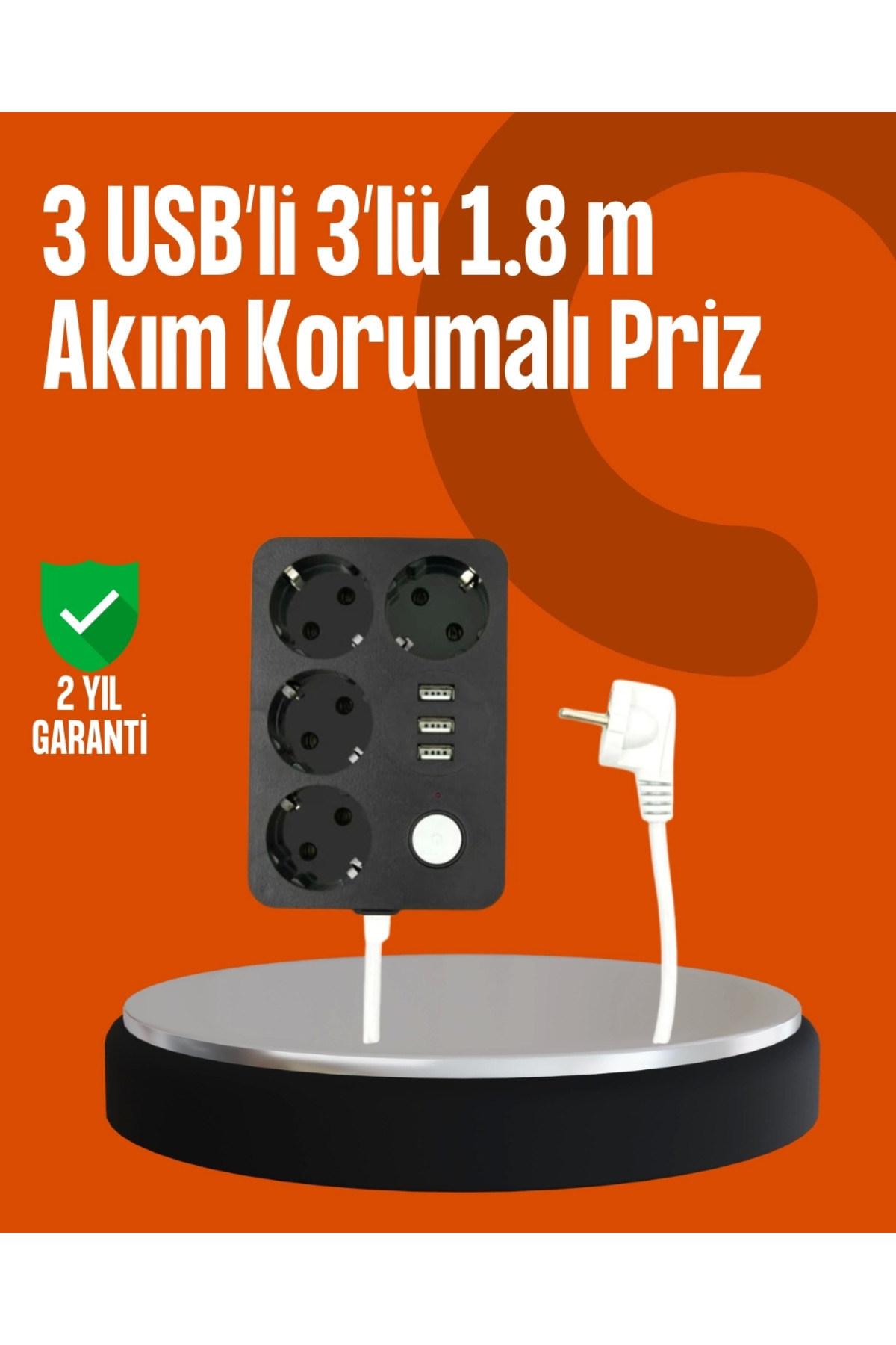 Ronanna Akım Korumalı 3 USB Portlu 4’lü Priz 4.1A Hızlı Şarj