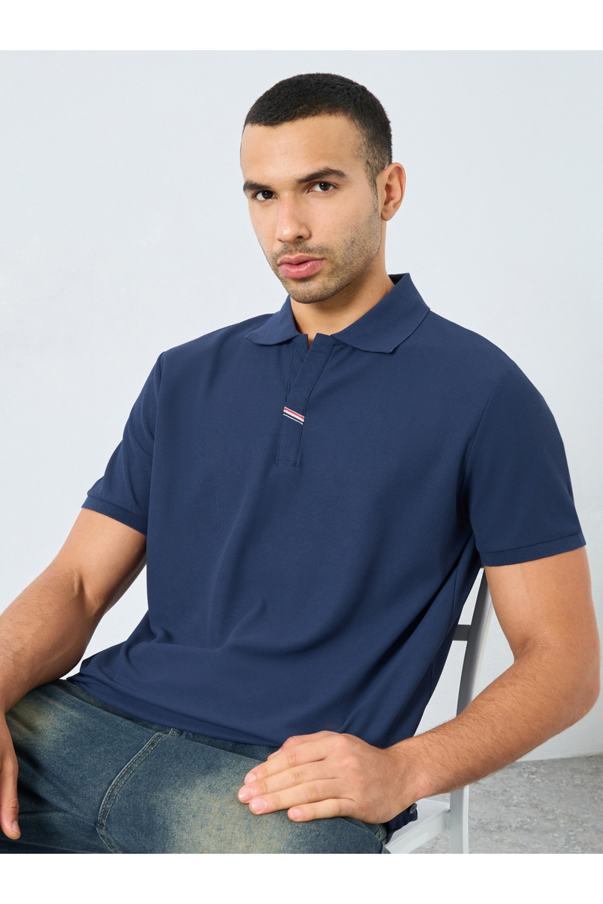 Styli Men Regular Fit Polo with Side Button Detail