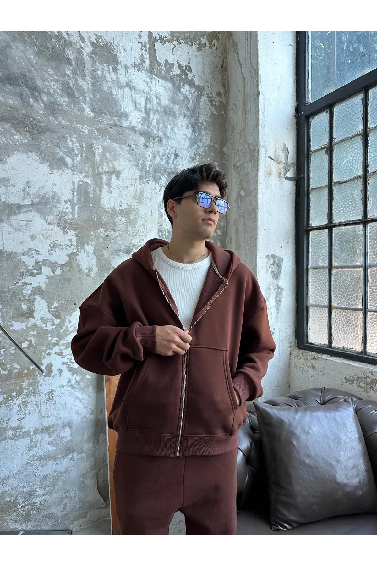 YAKAMEL  Erkek Unisex Model Basic 3İplik Kapşonlu Hırka