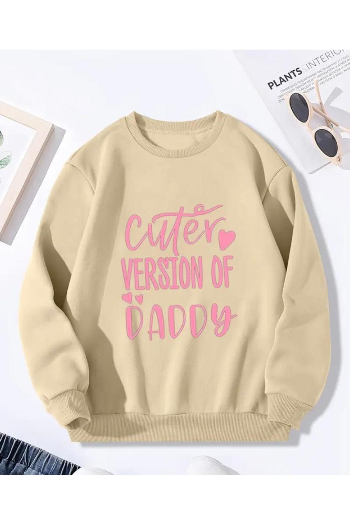 herkesemoda Cuter Version of Printed Detailed Crew Neck Sweatshirt with Fleece Inside