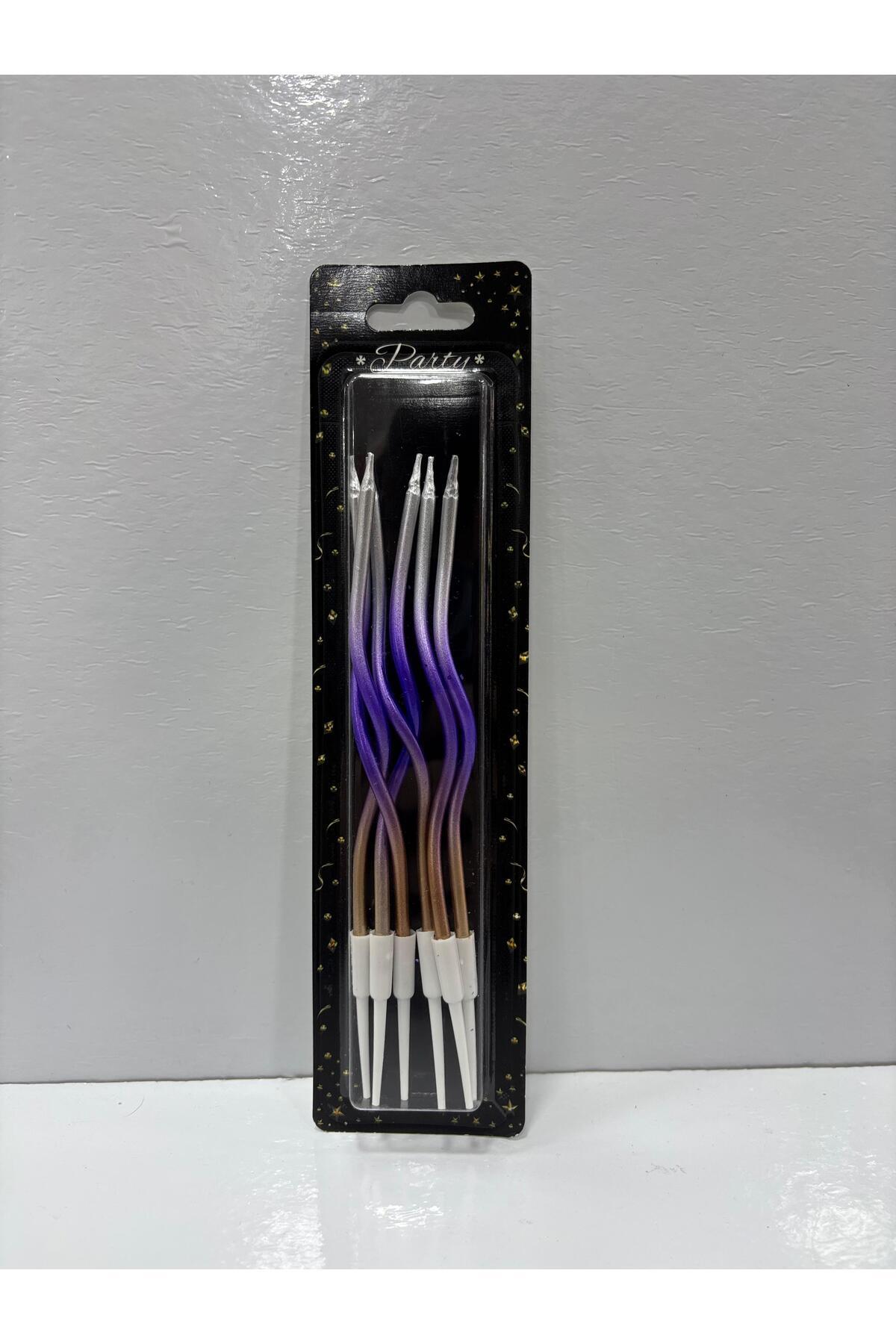 shop 6'lı KIVRIMLI METALİK RENKLİ Doğum Günü Mumu 15CM Pasta Mumu Kıvrık Mum