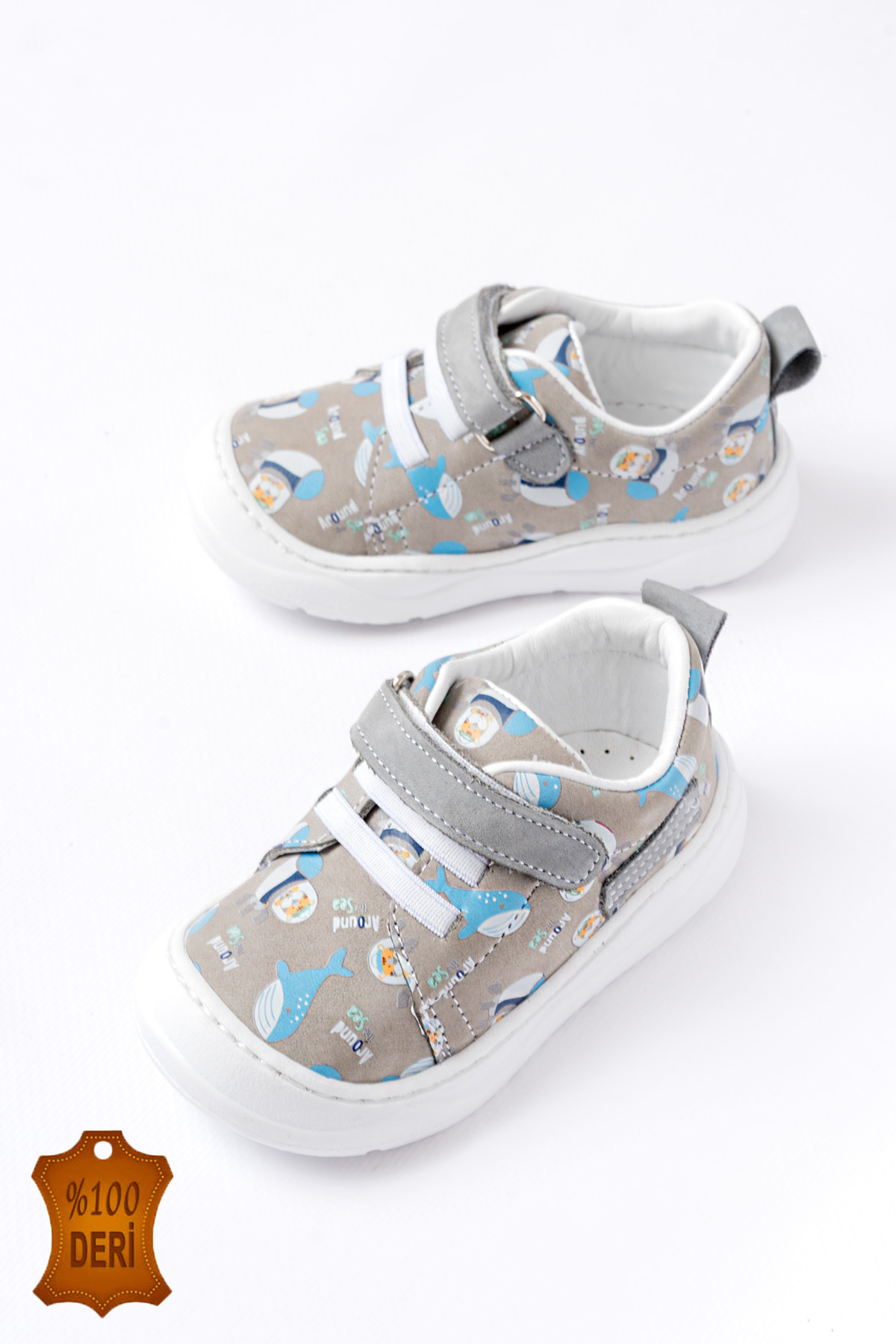 Genuine Leather Orthopedic Sole Stitched Baby Boy First Step Shoes - Wide Fit
