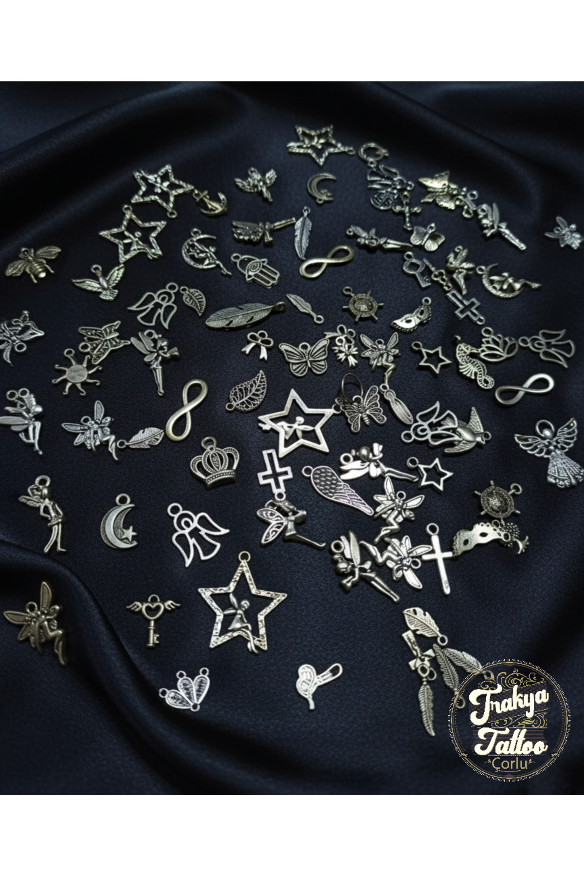 Trakya Tattoo Gümüş Renk 15 Adet Karışık Rastgele Minimal Kolye Ucu