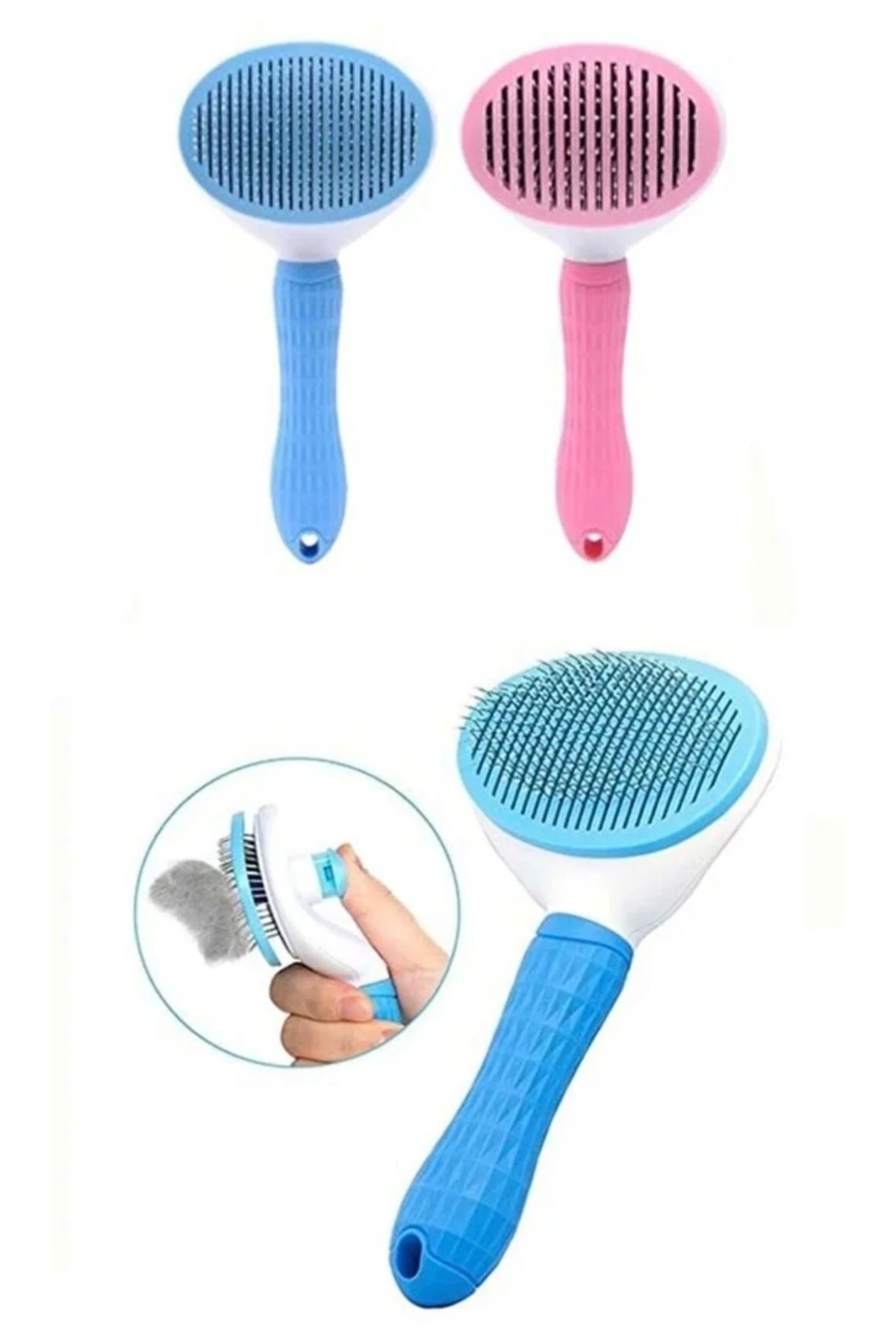 minossa Otomatik Temizlenen Tuşlu Basmalı Telli Kedi Köpek Için Tüy Toplama Tarama Bakım Firçası Pet Brush