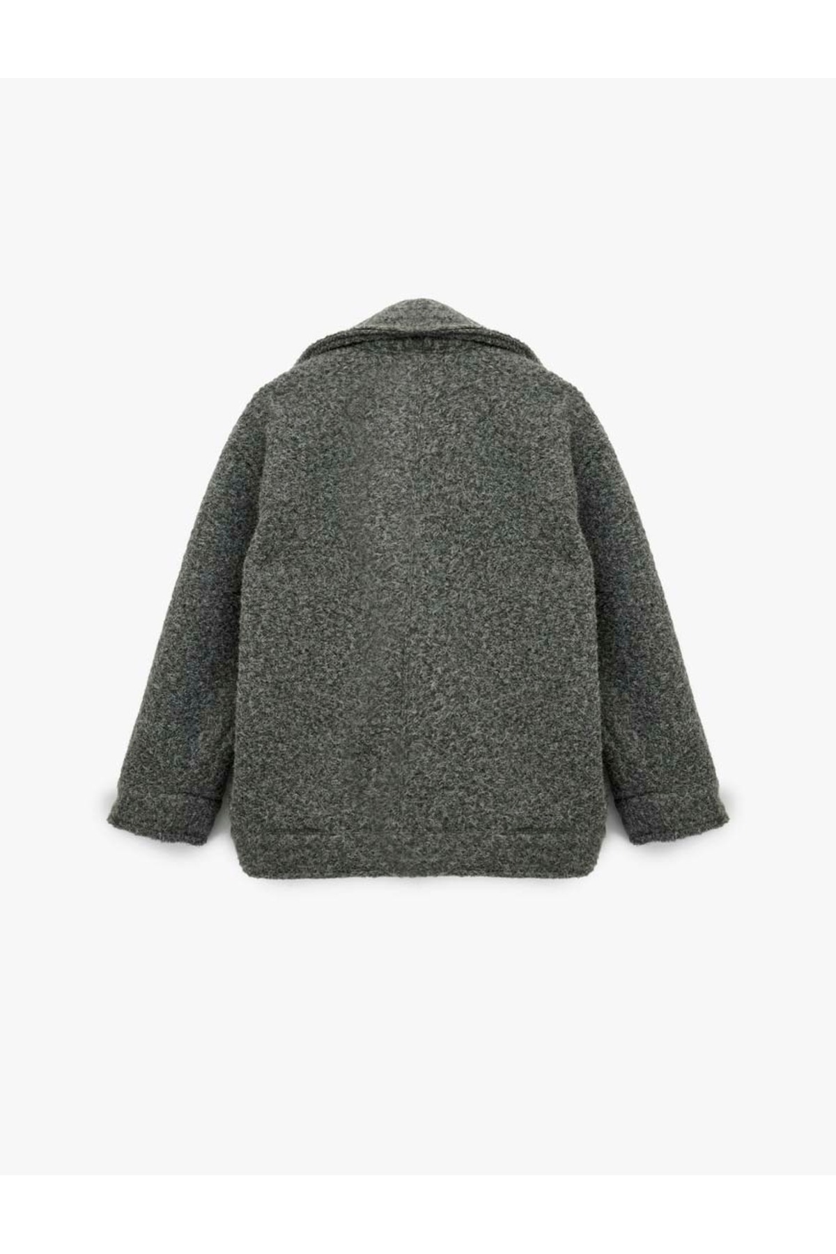 Koton  Uzun Kollu Cepli Fermuar Detaylı Kısa Buklet Kaban - Görsel 2