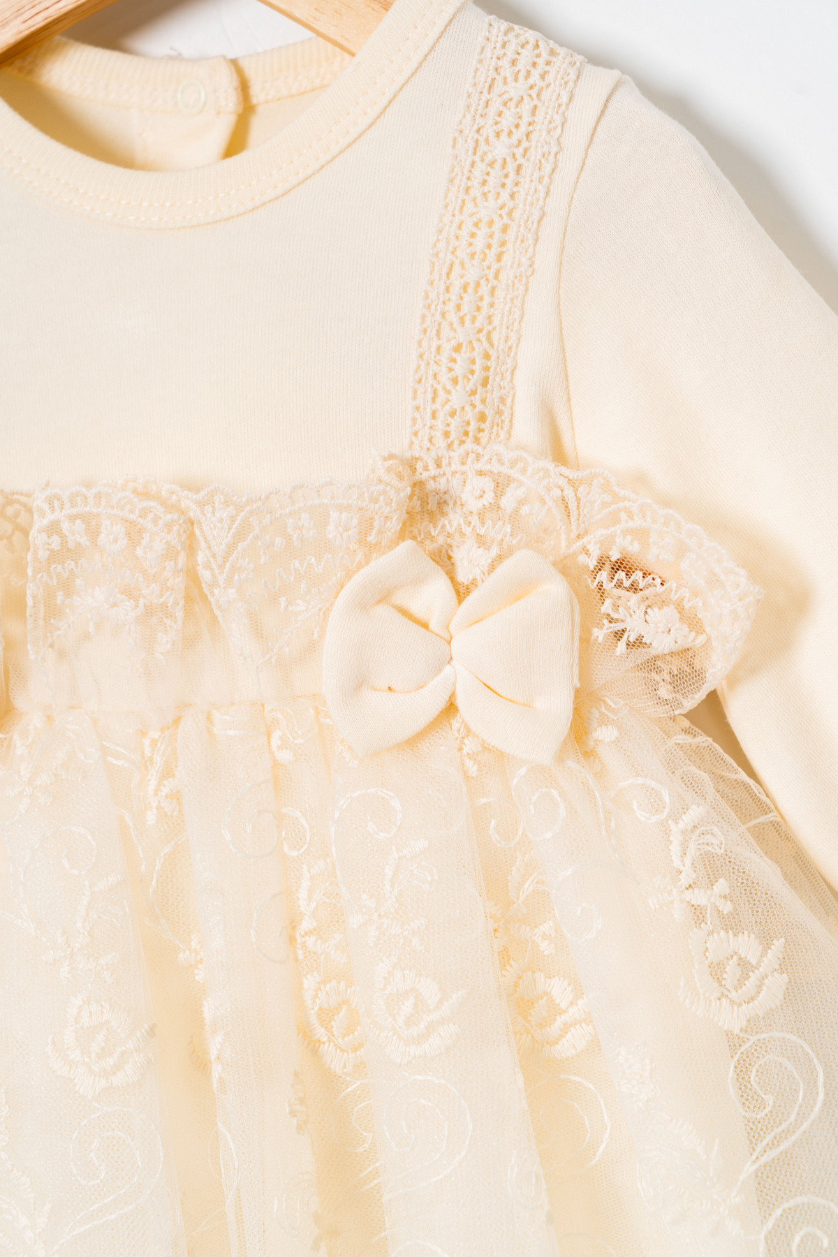 Miniday Baby Kız Bebek Mevlütlük Elbise Bandanalı Dantelli fotoğrafı 3 (önizleme)