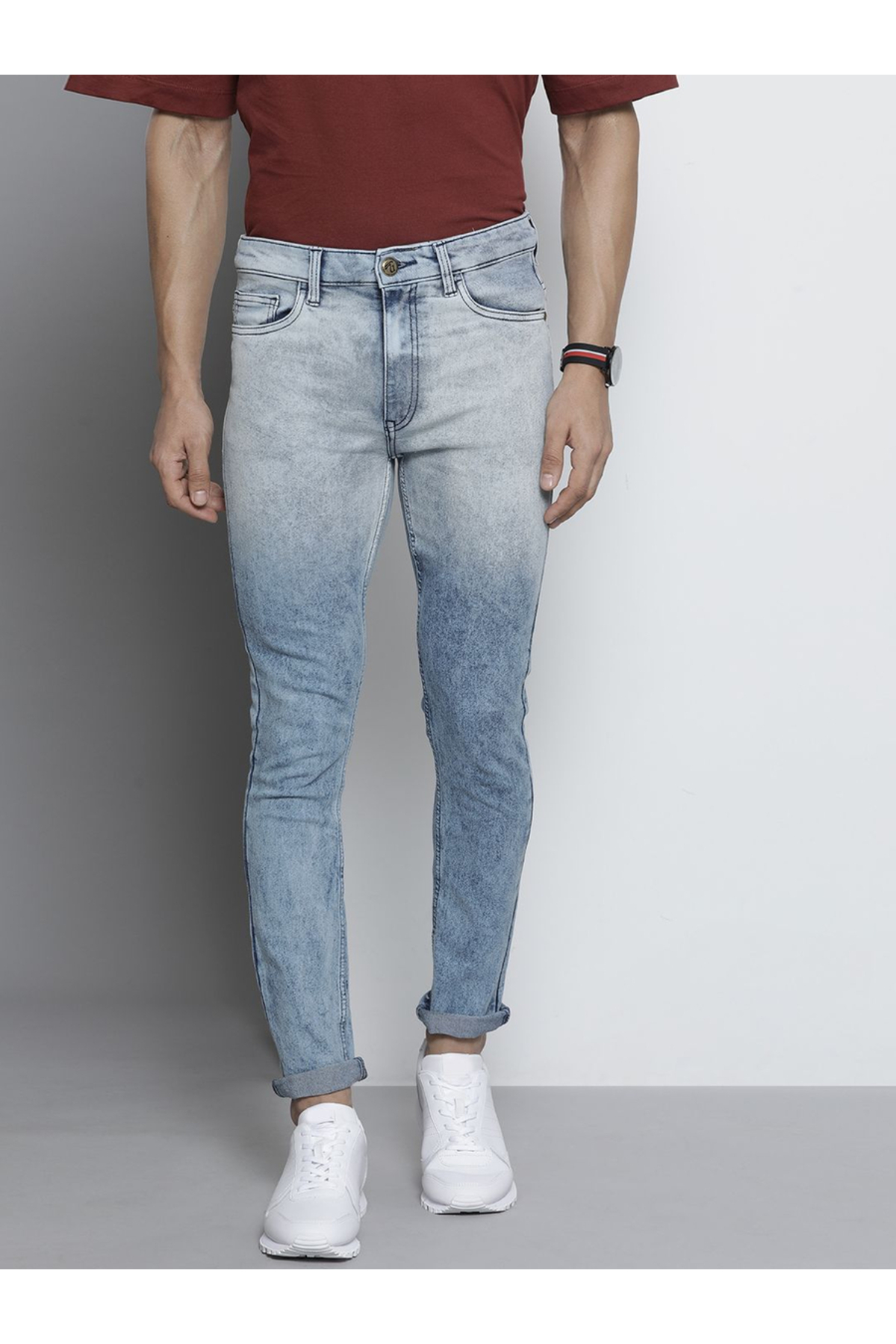 The Indian Garage Co By Styli Men Mid Rise Slim Fit Faded Jeans