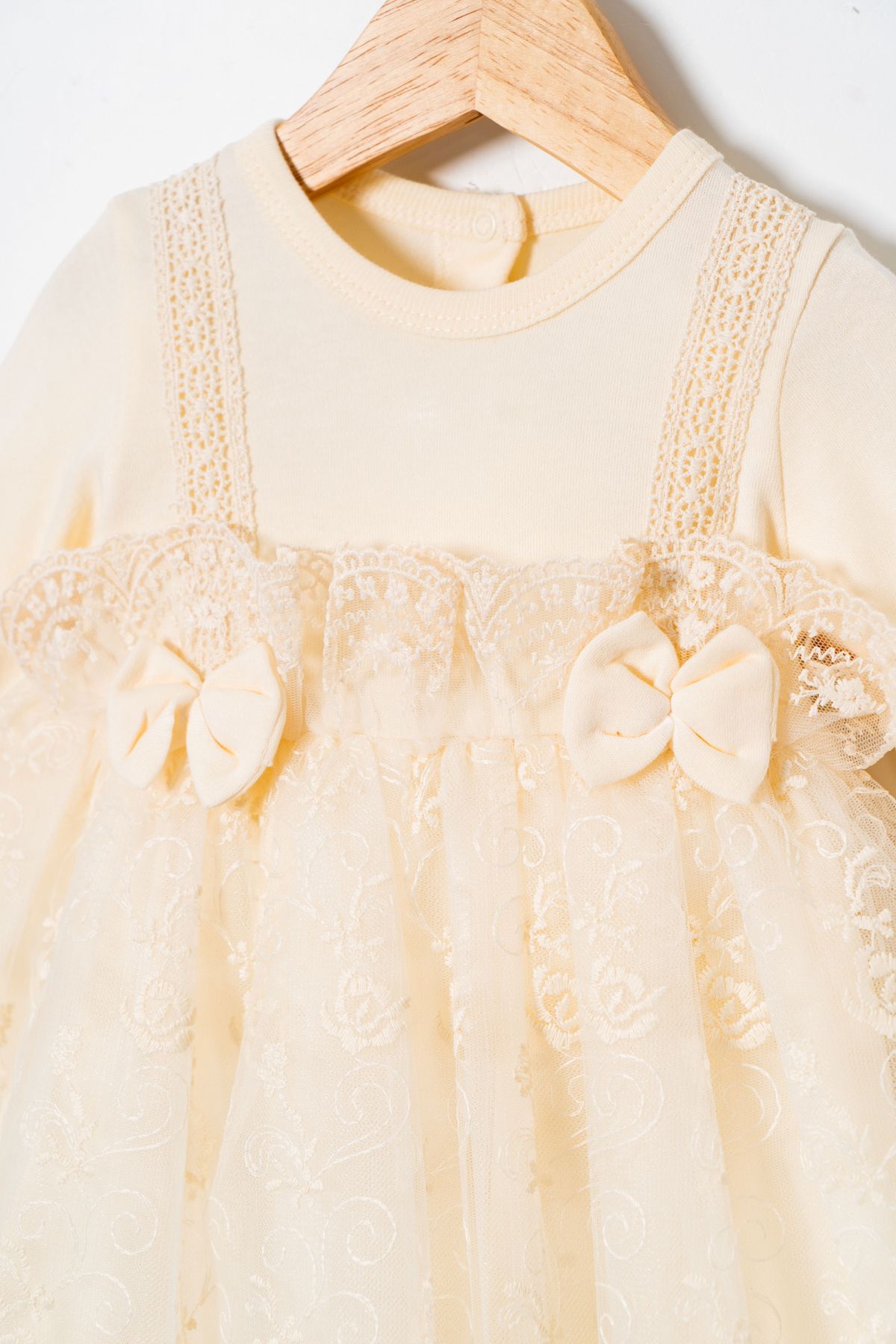 Miniday Baby Kız Bebek Mevlütlük Elbise Bandanalı Dantelli fotoğrafı 5 (önizleme)