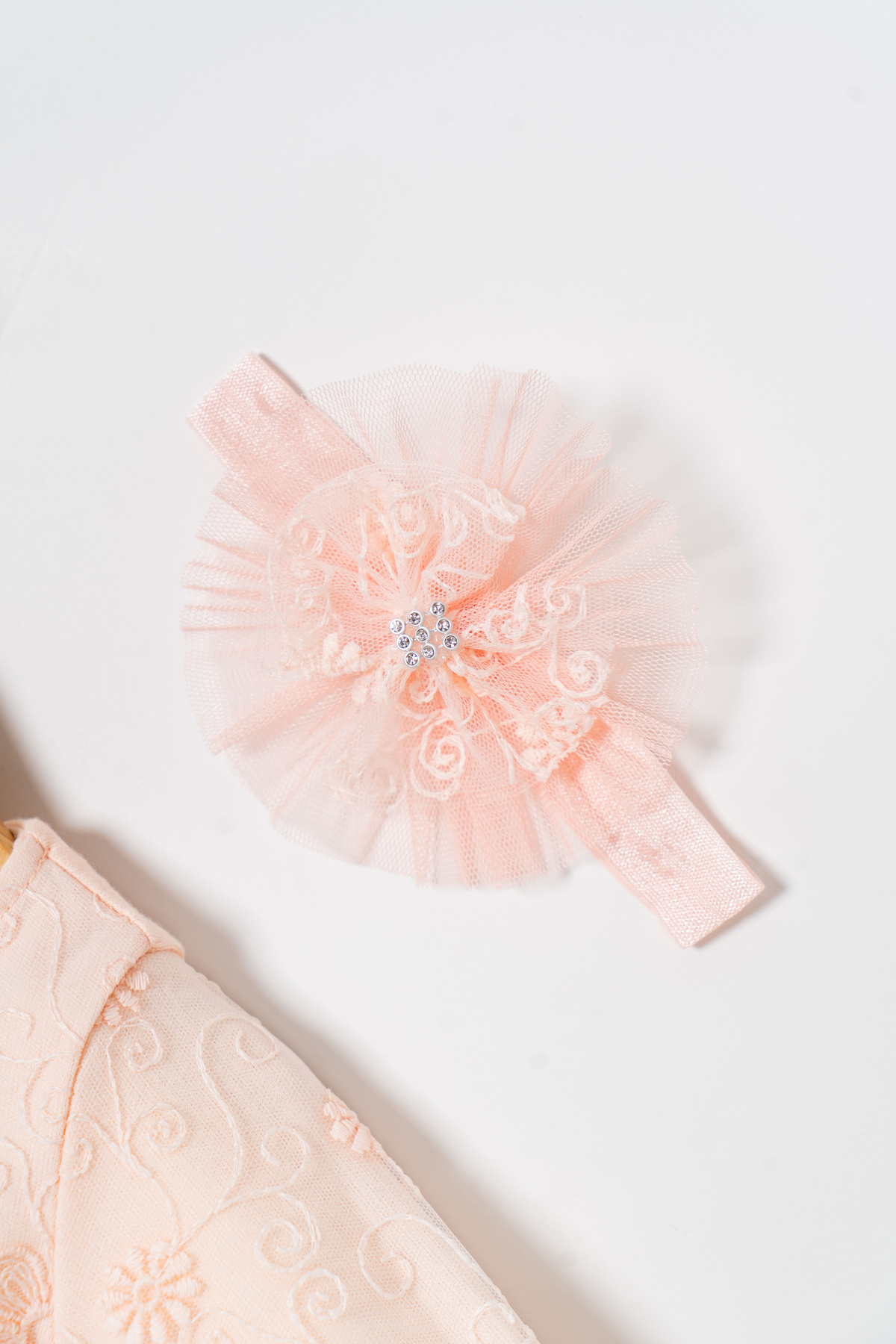 Miniday Baby Kız Bebek Mevlütlük Elbise Bandanalı Dantelli fotoğrafı 6 (önizleme)