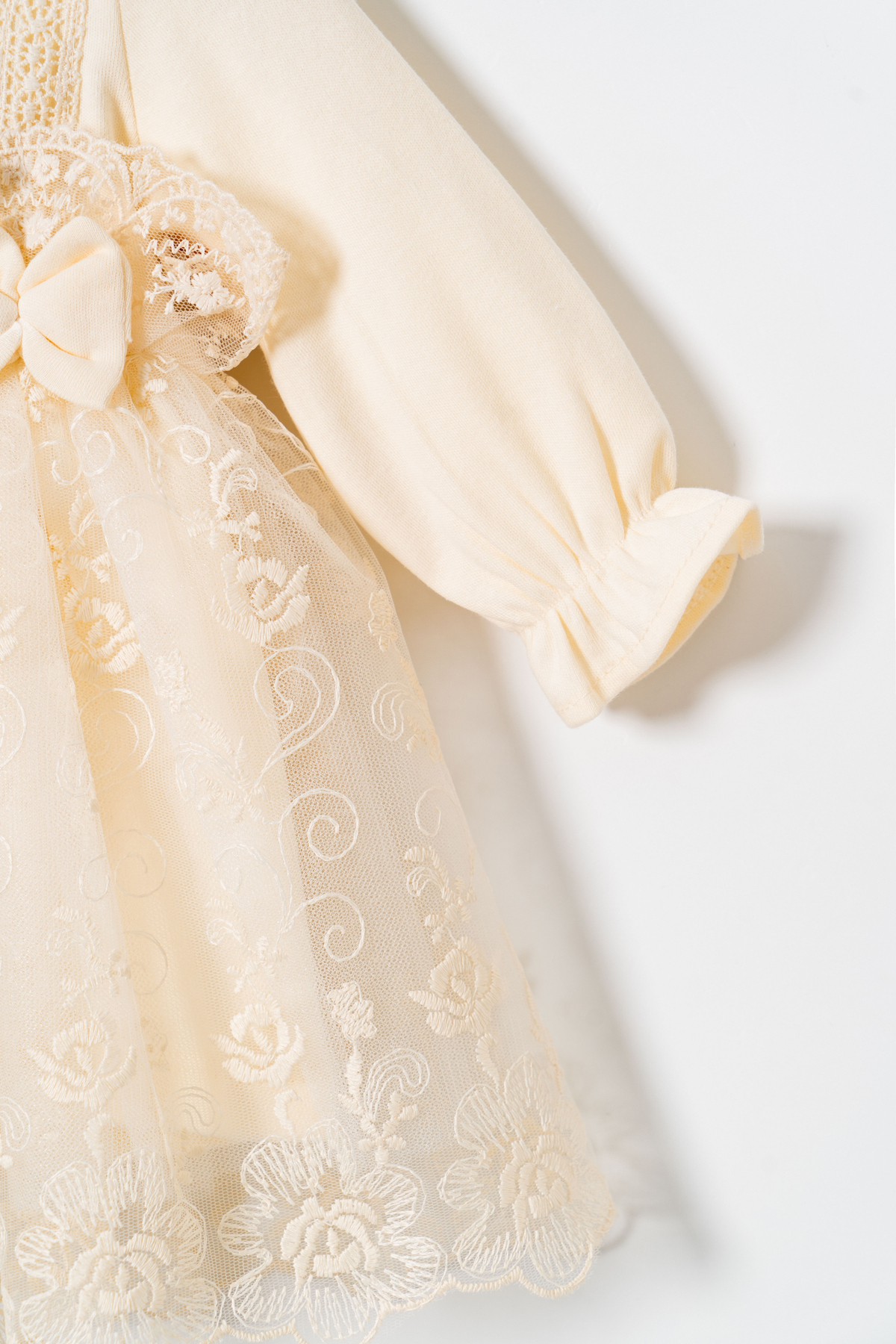 Miniday Baby Kız Bebek Mevlütlük Elbise Bandanalı Dantelli fotoğrafı 4 (önizleme)