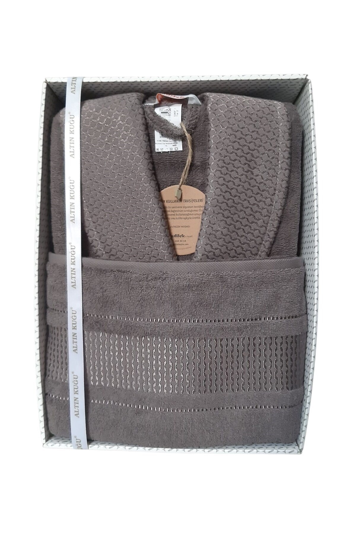  حوله حمام یقه شالی شکوفه + حوله سر - سایز L