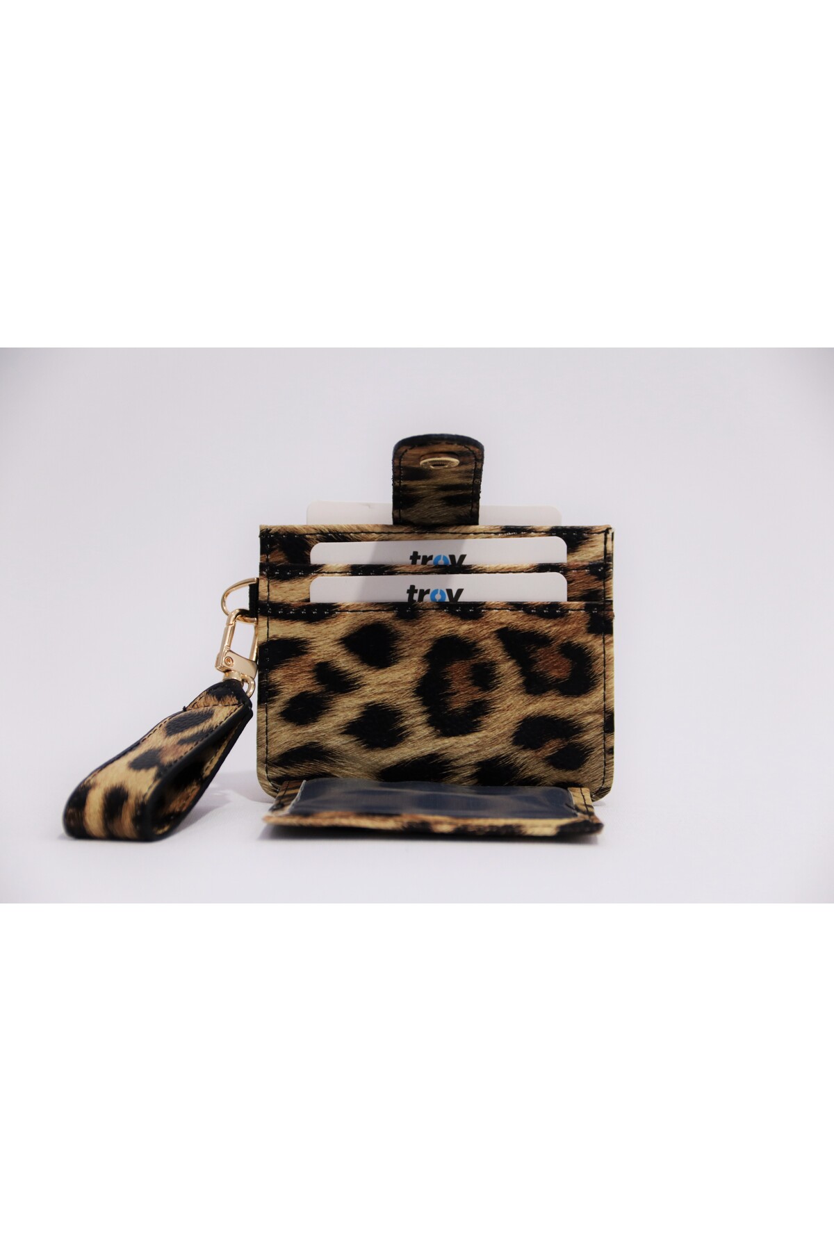 SHIKIRTI BAG STORE Leopar Renk Soft Suni Deri Anahtarlık ve Kartlık Detaylı Cüzdan-Kartlık (Kutulu Gönderim) görsel 3