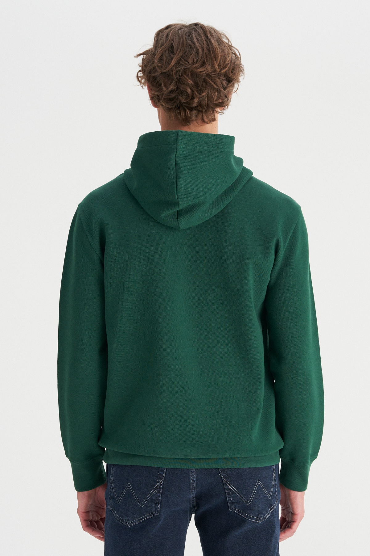 Pamuklu Regular Fit Normal Kesim Kapüşonlu Logo Detaylı Sweatshirt — سبز W2520122 — تصویر 5 از 5