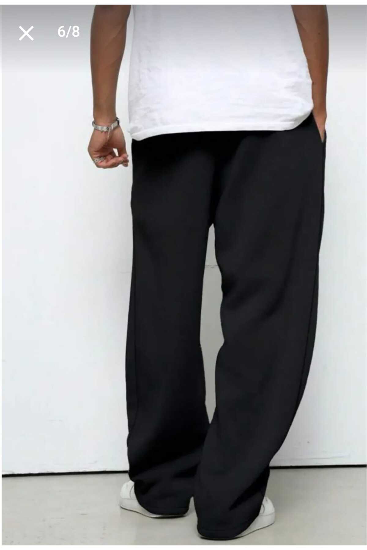 sionnes  Erkek Siyah EŞOFMAN ALTI Baggy Battal Büyük Beden Spor Giyim Kaliteli Bol Kesim Esnek Rahat Kumaş - Görsel 6